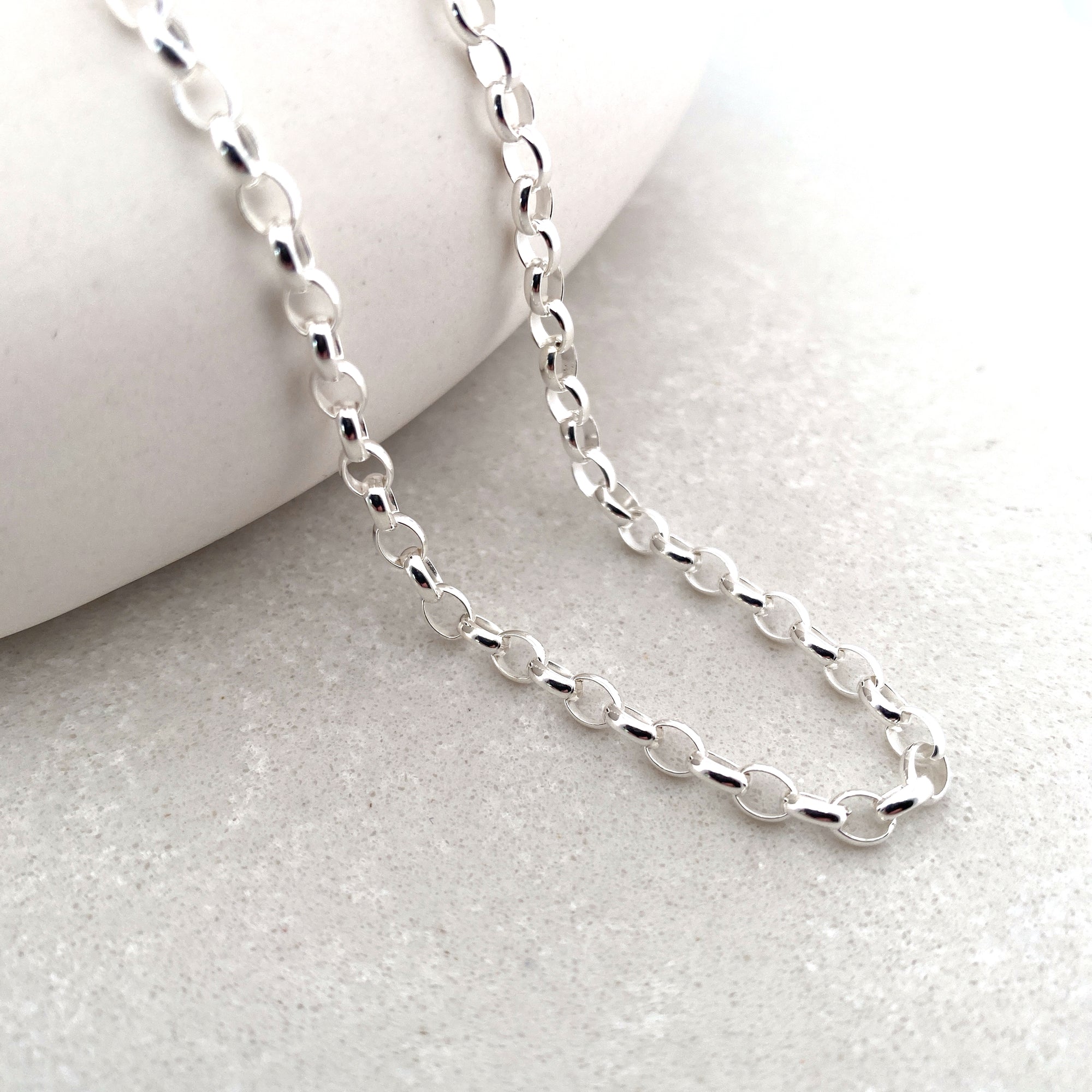 Oval Belcher Chain Necklaces - Sterling Silver - Ativa Jewellery