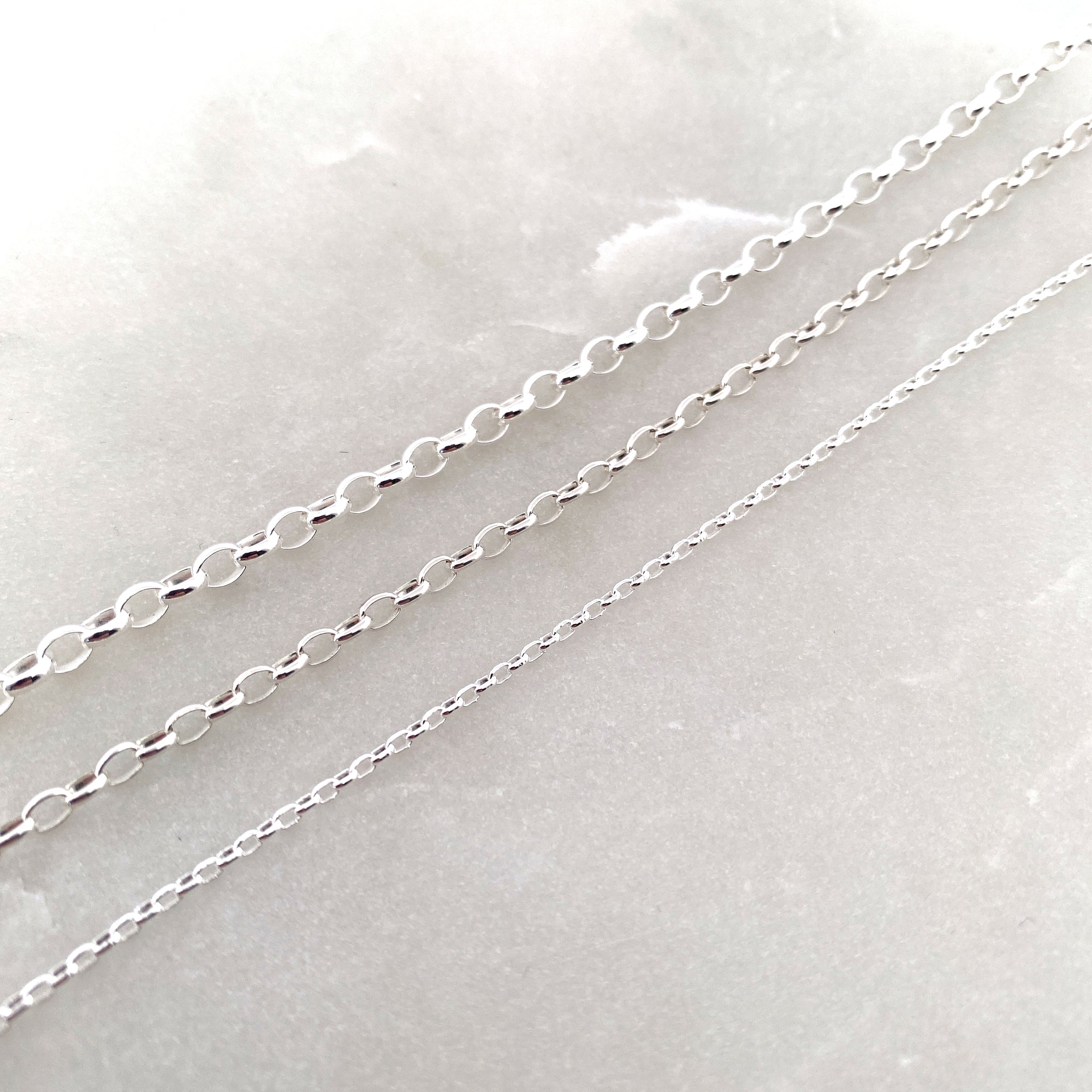 Oval Belcher Chain Necklaces - Sterling Silver - Ativa Jewellery