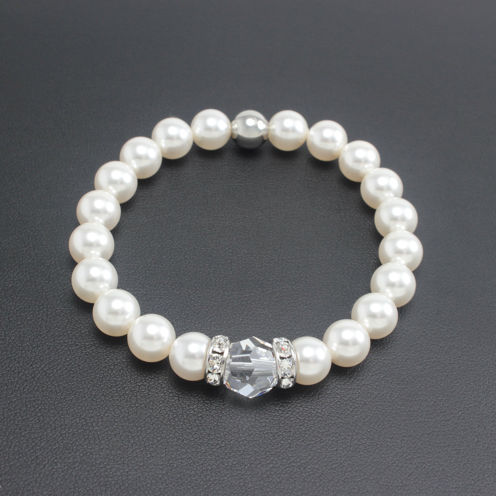 Classical Luxe Crystal Pearl Stretch Bracelet (White) - Ativa Jewellery