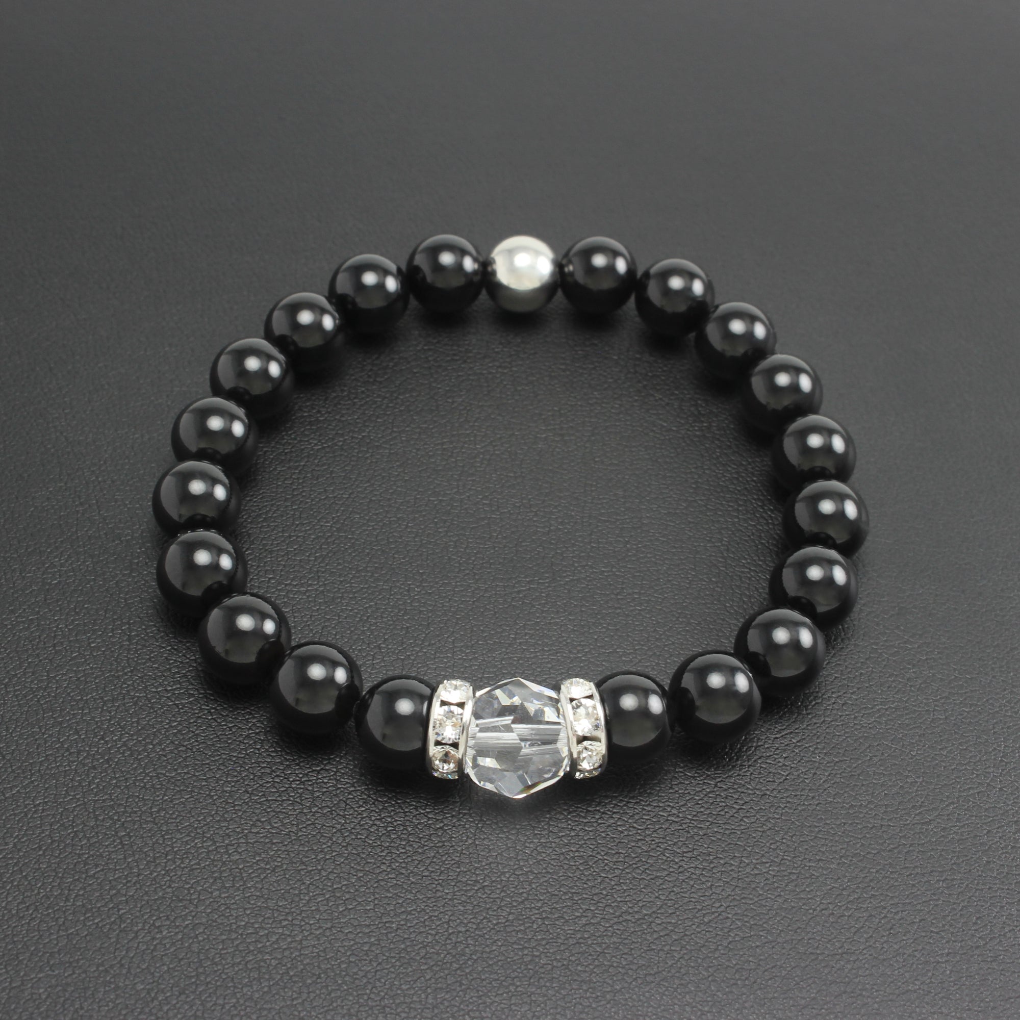 Classical Luxe Gemstone Stretch Bracelet (Black Onyx) - Ativa Jewellery