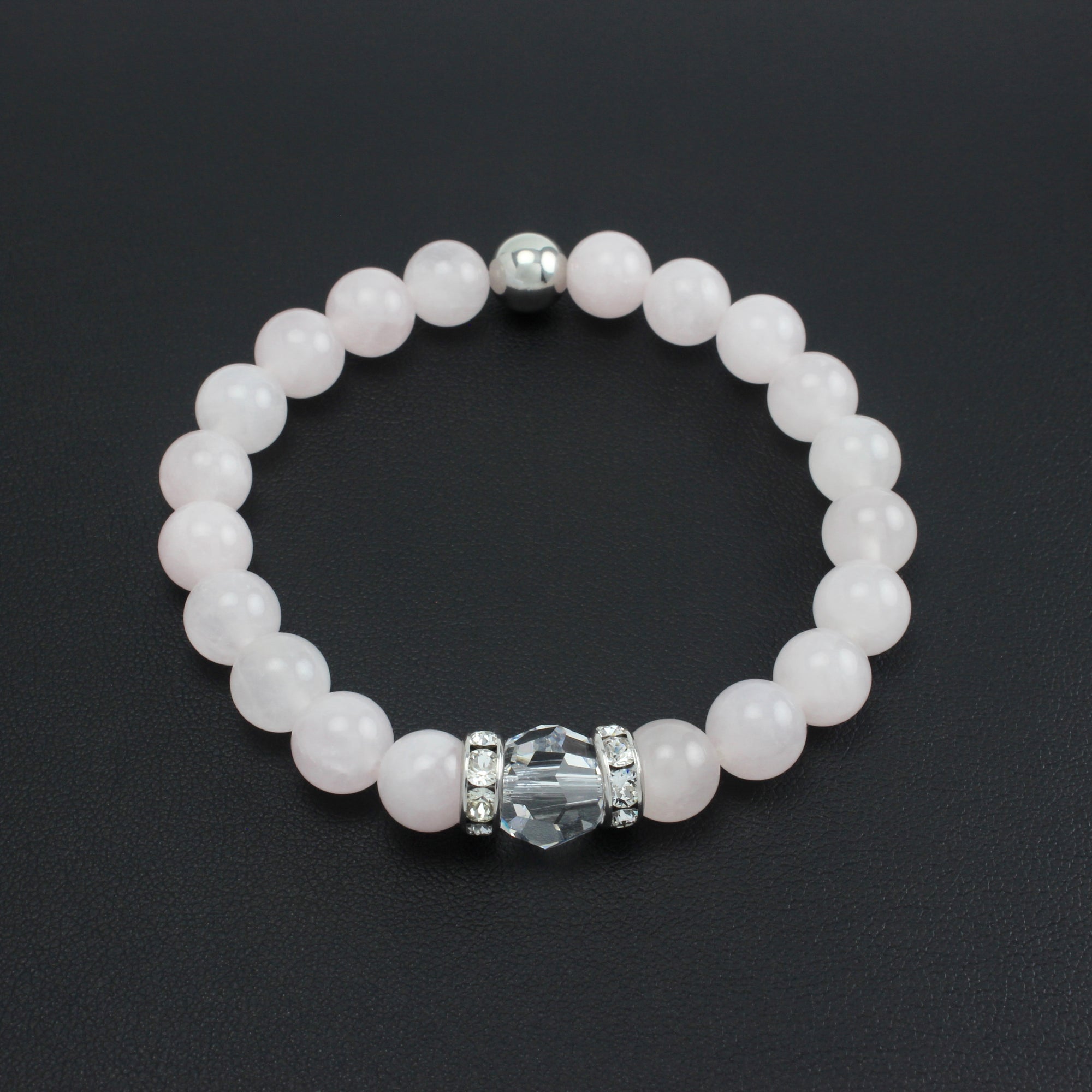 Classical Luxe Gemstone Stretch Bracelet (Rose Quartz) - Ativa Jewellery