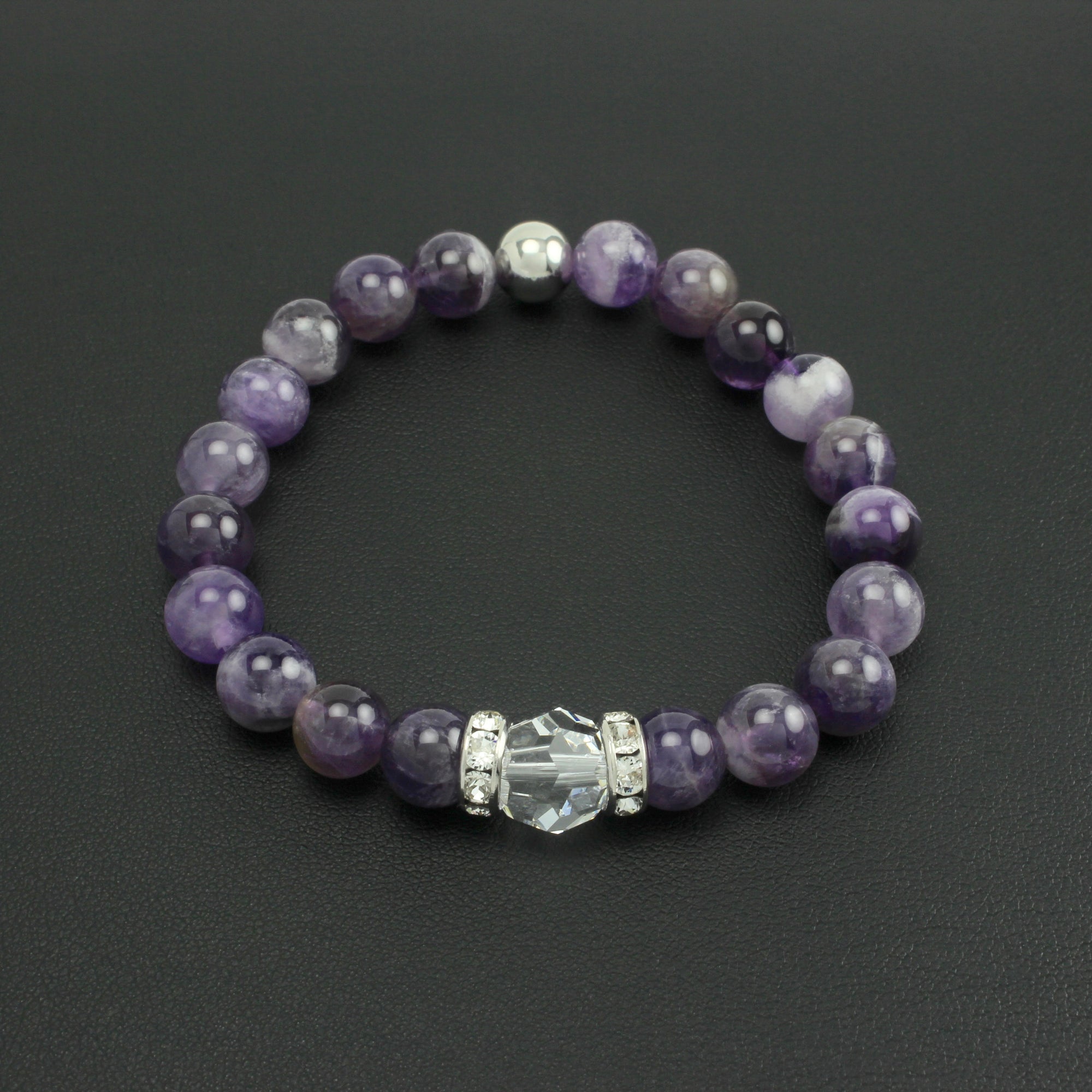 Classical Luxe Gemstone Stretch Bracelet (Amethyst) - Ativa Jewellery