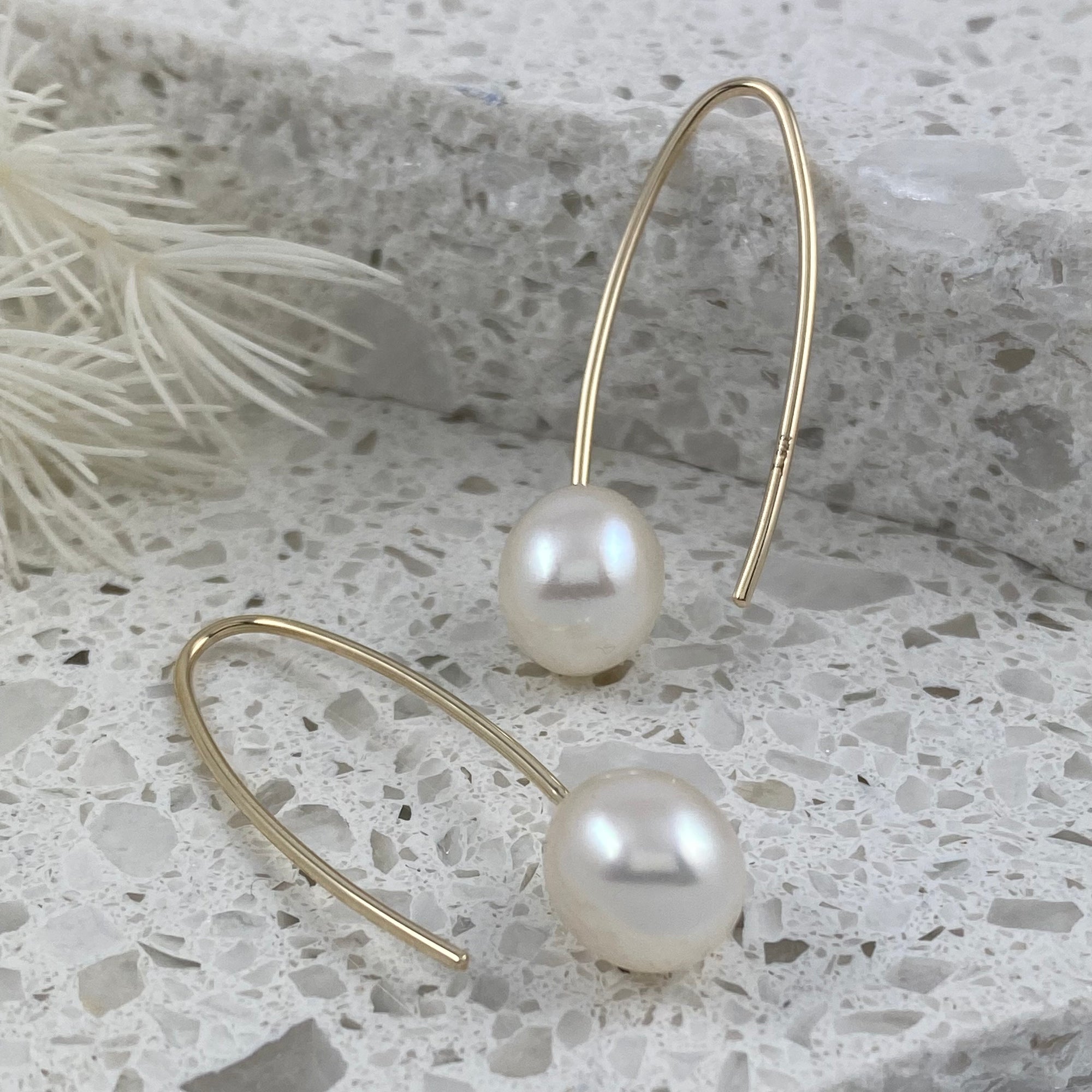 Solid 9ct Gold & Pearl Drop Earrings - Ativa Jewellery