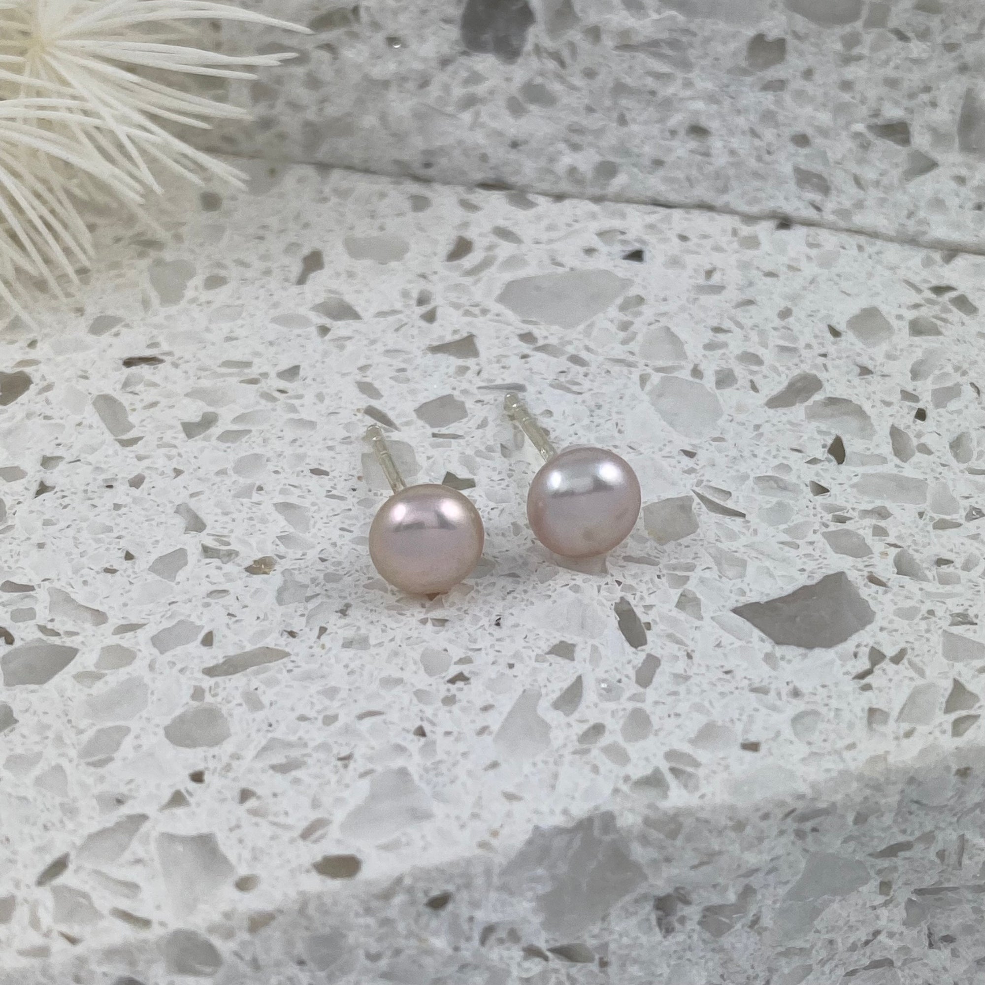 Waltz Mauve Freshwater Pearl & Sterling Silver Stud Earrings - Ativa Jewellery