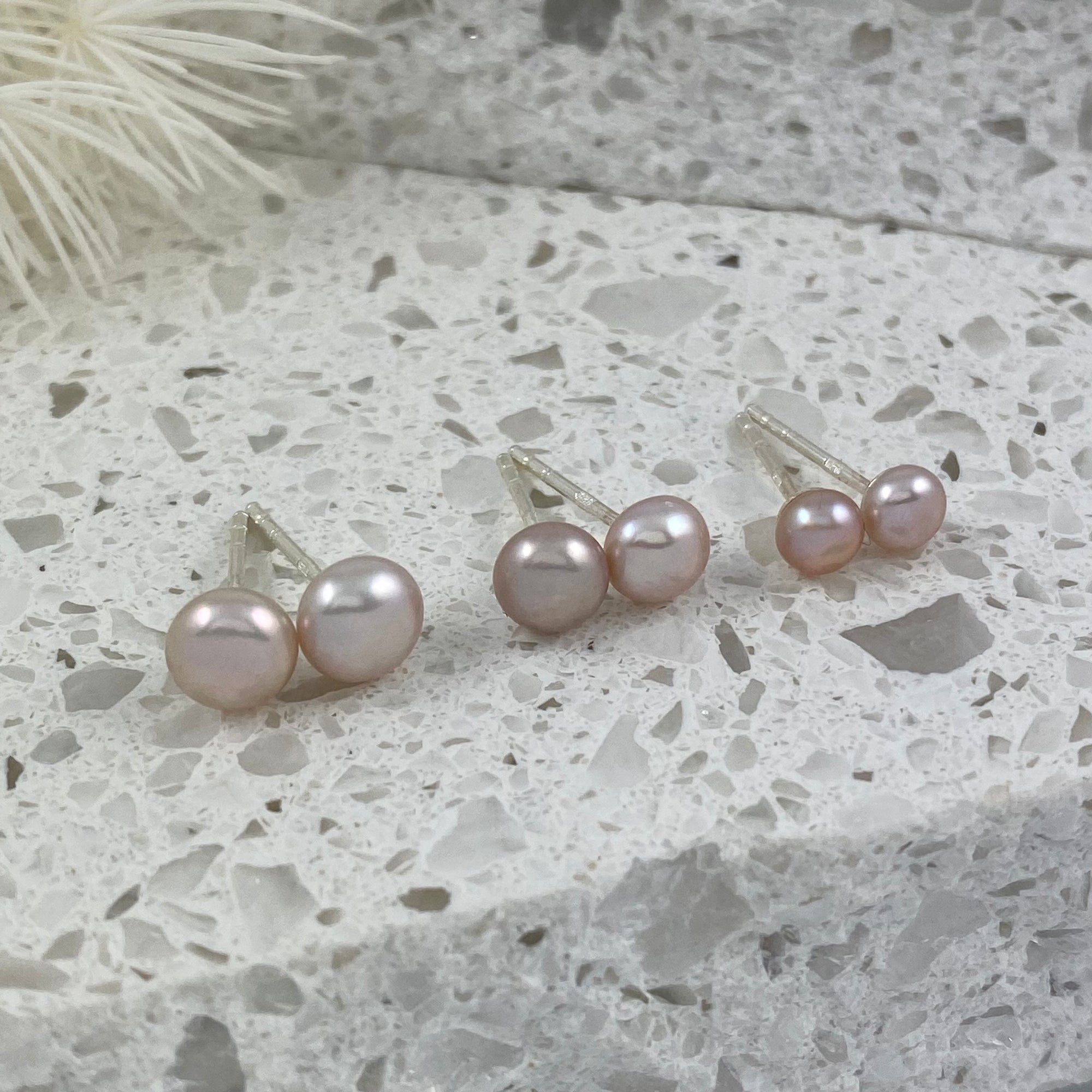 Waltz Mauve Freshwater Pearl & Sterling Silver Stud Earrings - Ativa Jewellery