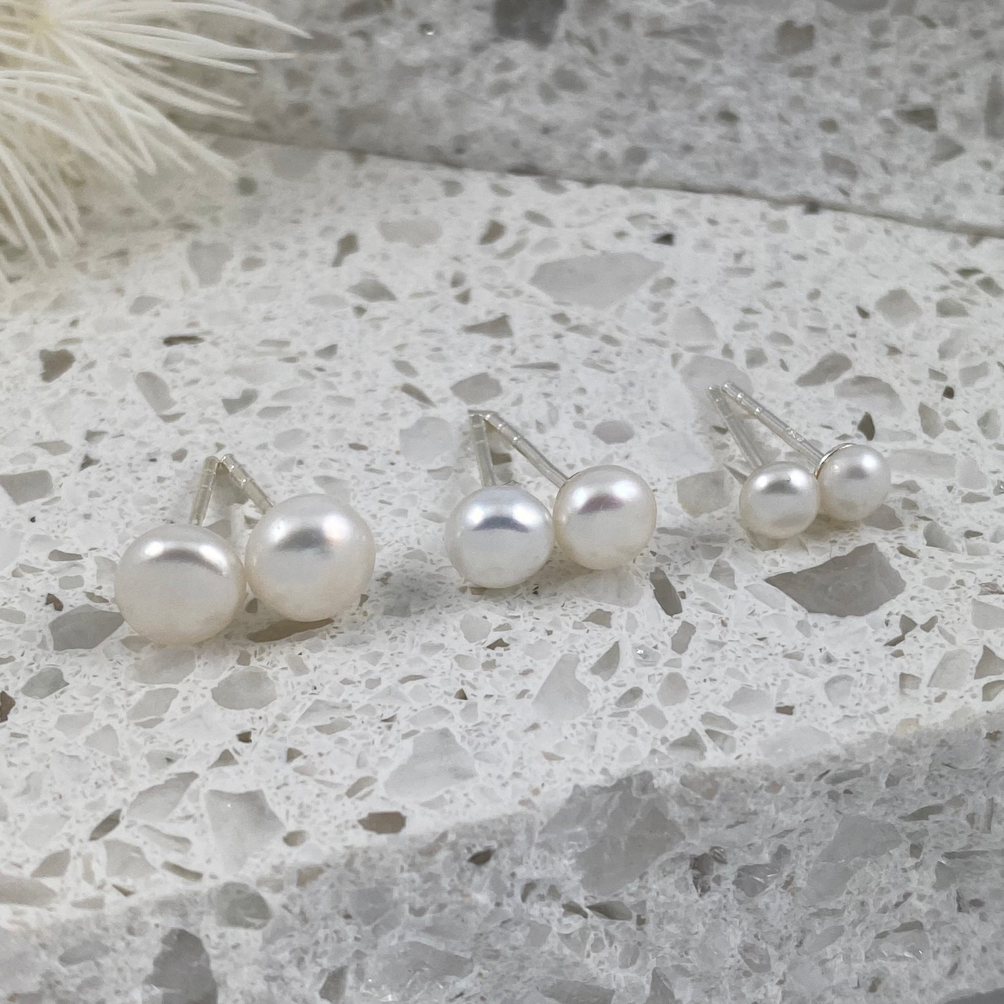 Waltz Freshwater Pearl & Sterling Silver Stud Earrings - Ativa Jewellery