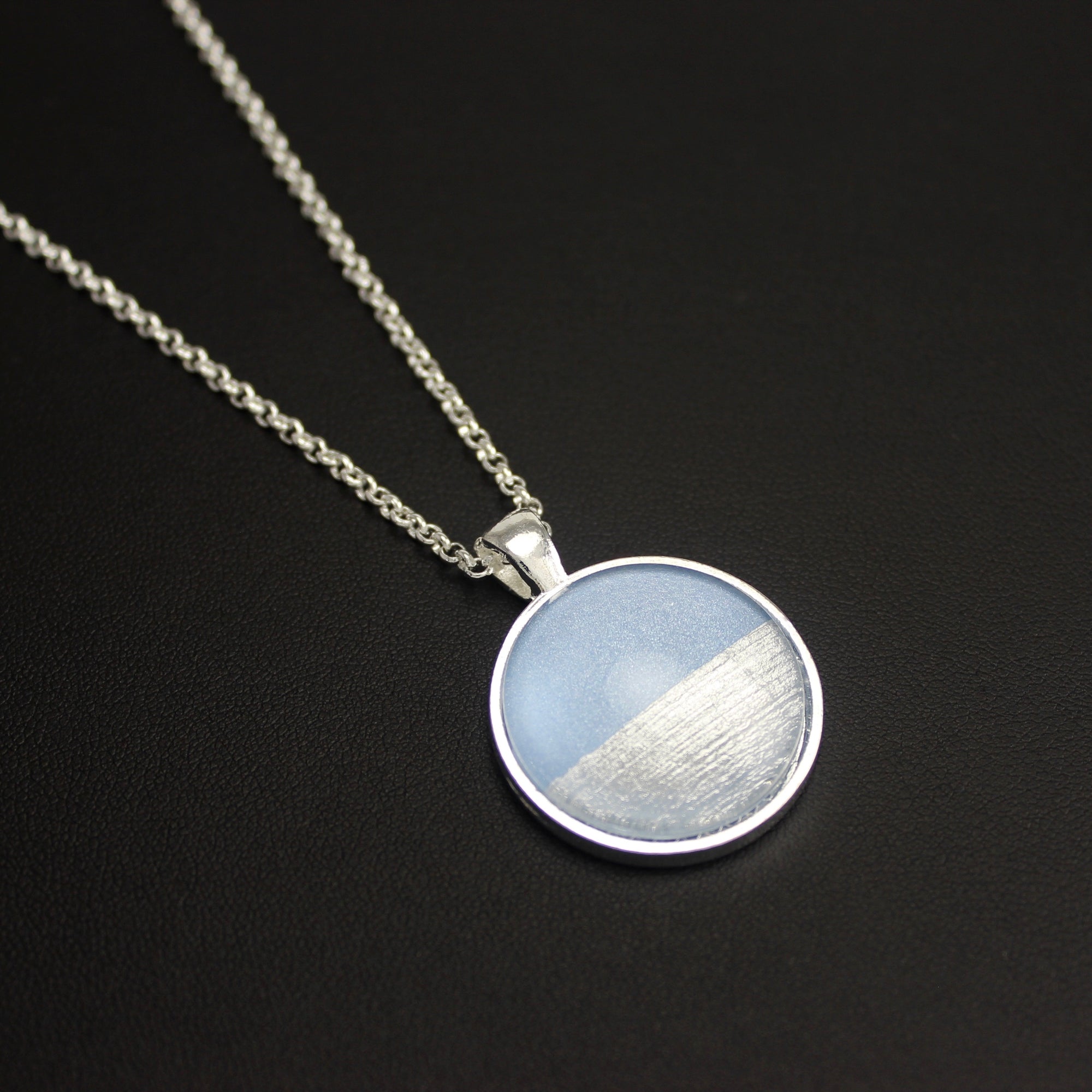 Samba Silver Linings Medium Pendant Necklace (Silver & Baby Blue) - Ativa Jewellery