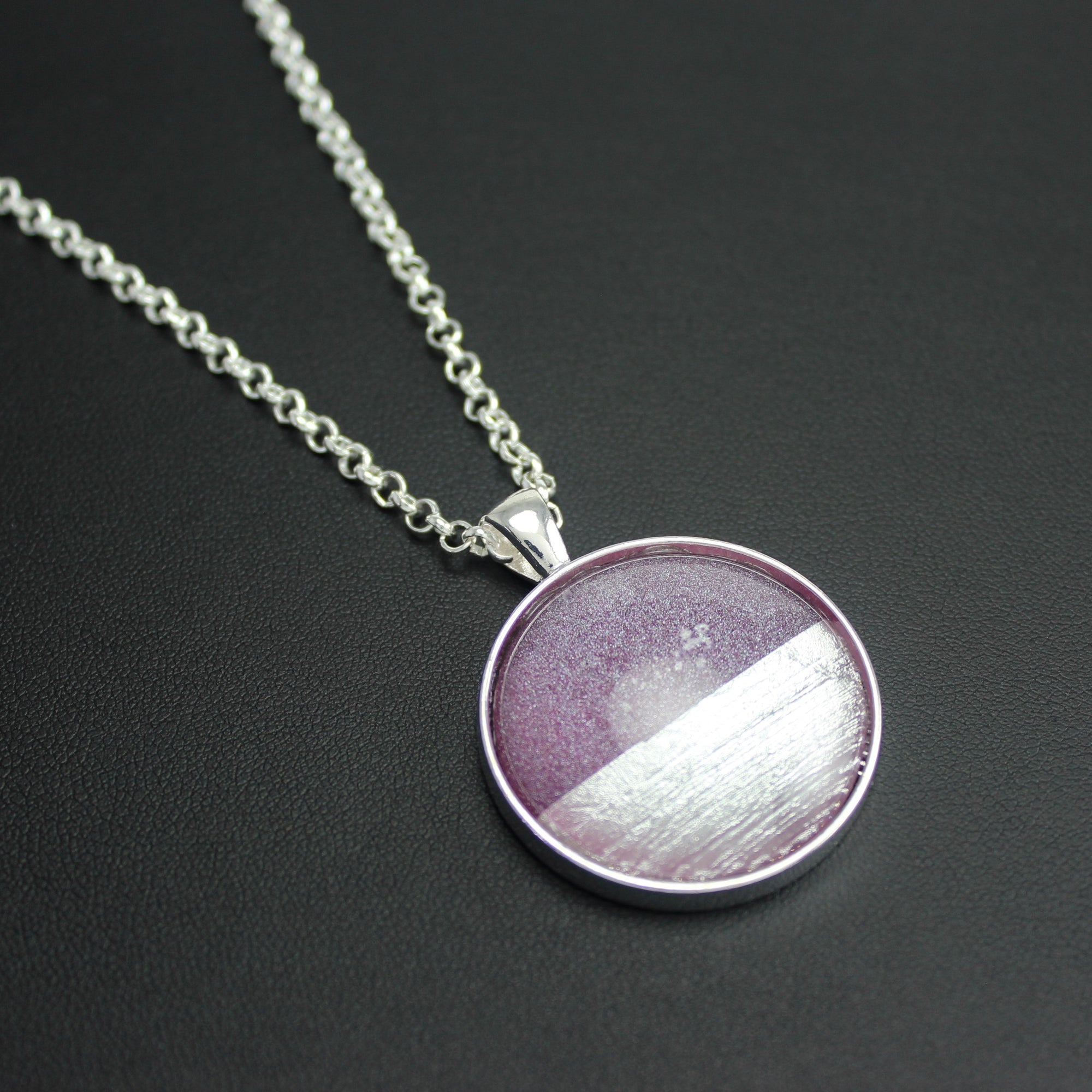 Samba Silver Linings Large Pendant Necklace (Silver & Burgundy) - Ativa Jewellery
