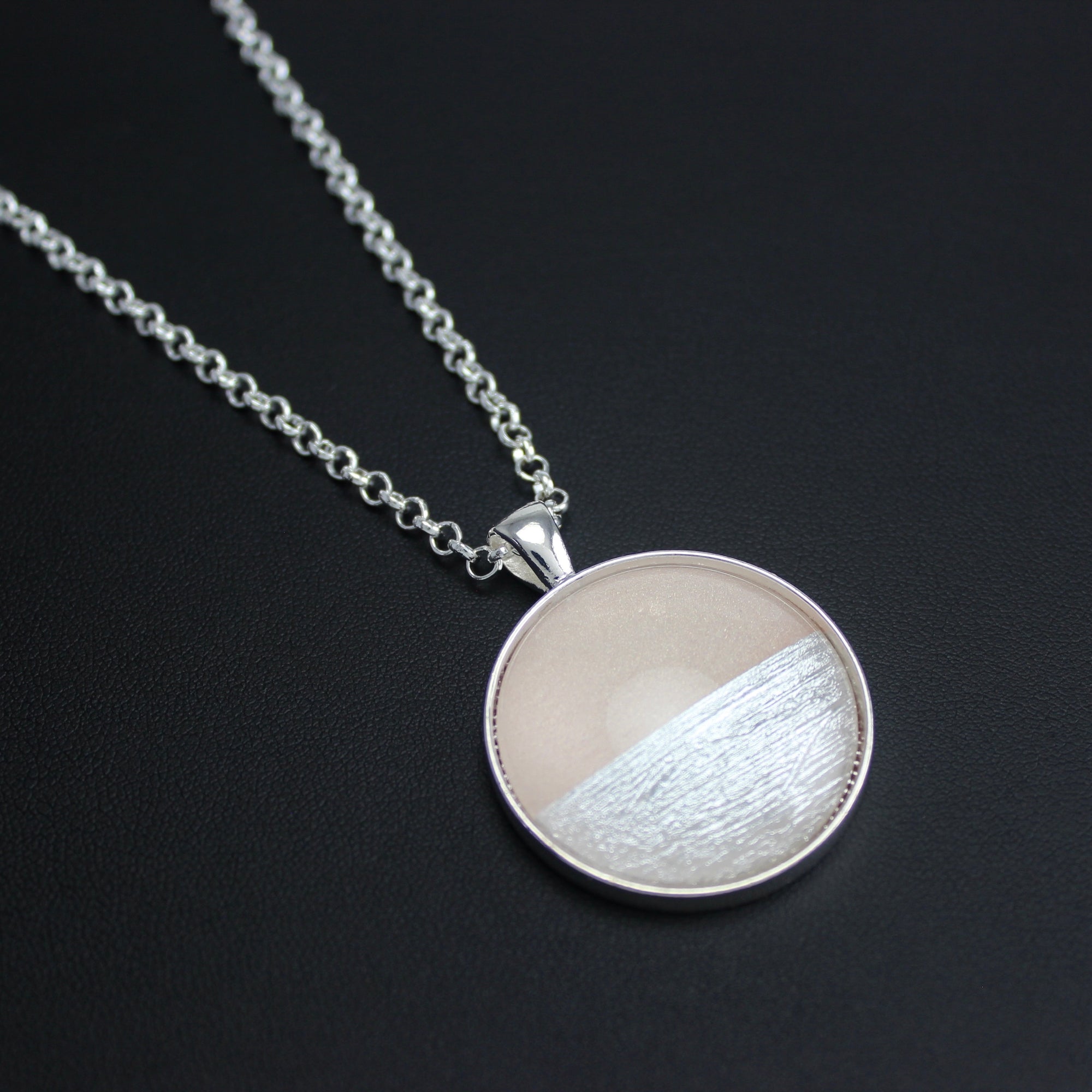 Samba Silver Linings Large Pendant Necklace (Silver & Almond) - Ativa Jewellery