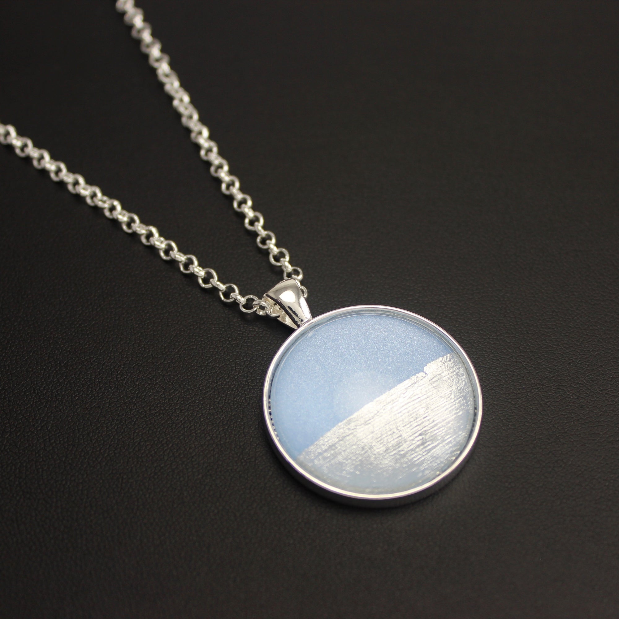 Samba Silver Linings Large Pendant Necklace (Silver & Baby Blue) - Ativa Jewellery