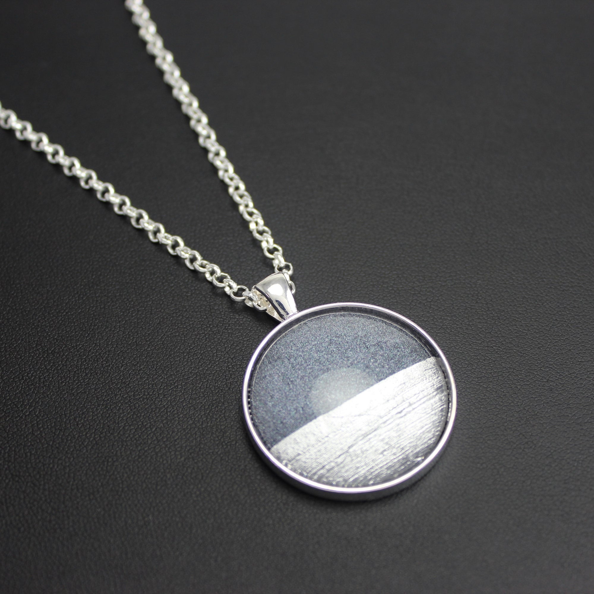 Samba Silver Linings Large Pendant Necklace (Silver & Charcoal) - Ativa Jewellery