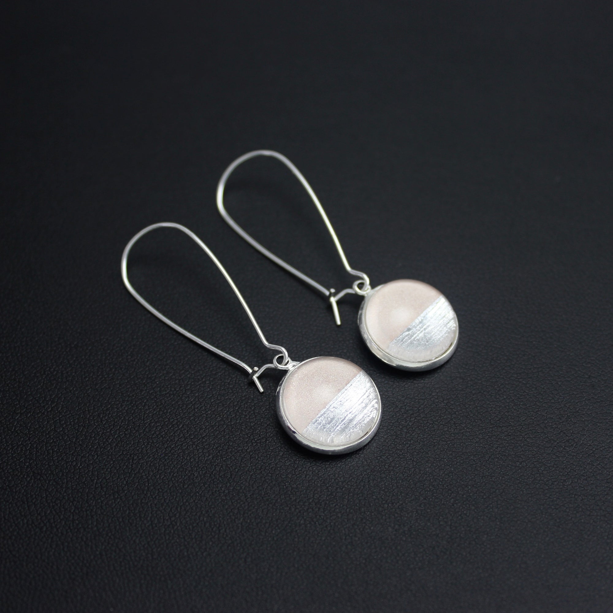 Samba Silver Linings Elongated Drop Earrings (Silver & Almond) - New Design - Ativa Jewellery