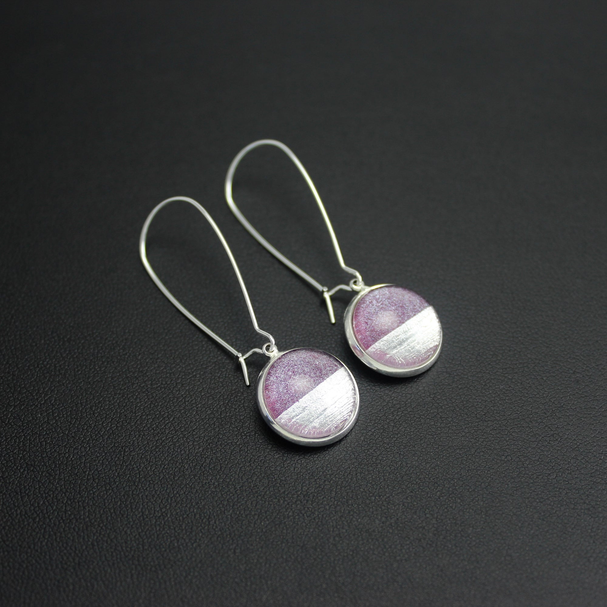 Samba Silver Linings Elongated Drop Earrings (Silver & Burgundy) - New Design - Ativa Jewellery