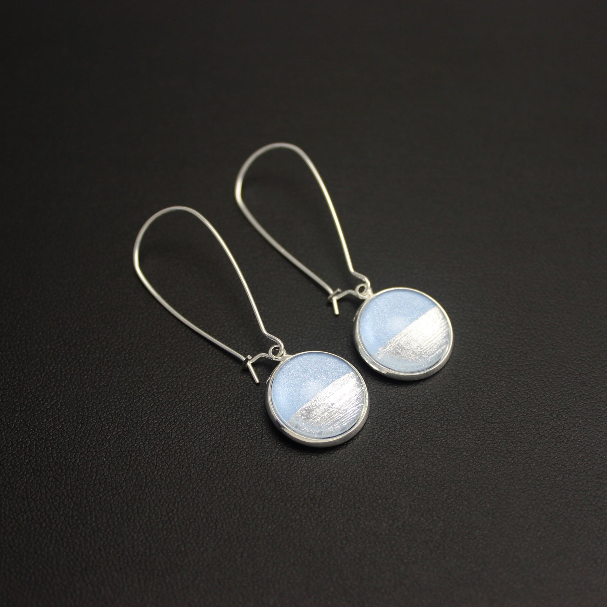 Samba Silver Linings Elongated Drop Earrings (Silver & Baby Blue) - New Design - Ativa Jewellery