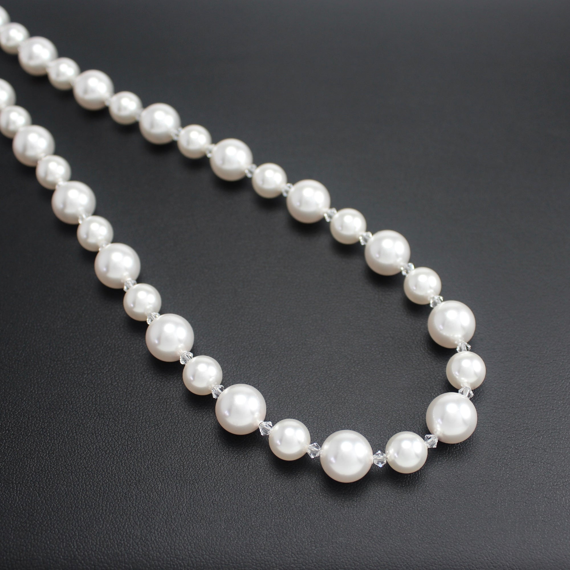 Classical Crystal White Pearl 8/10mm Necklace - Ativa Jewellery