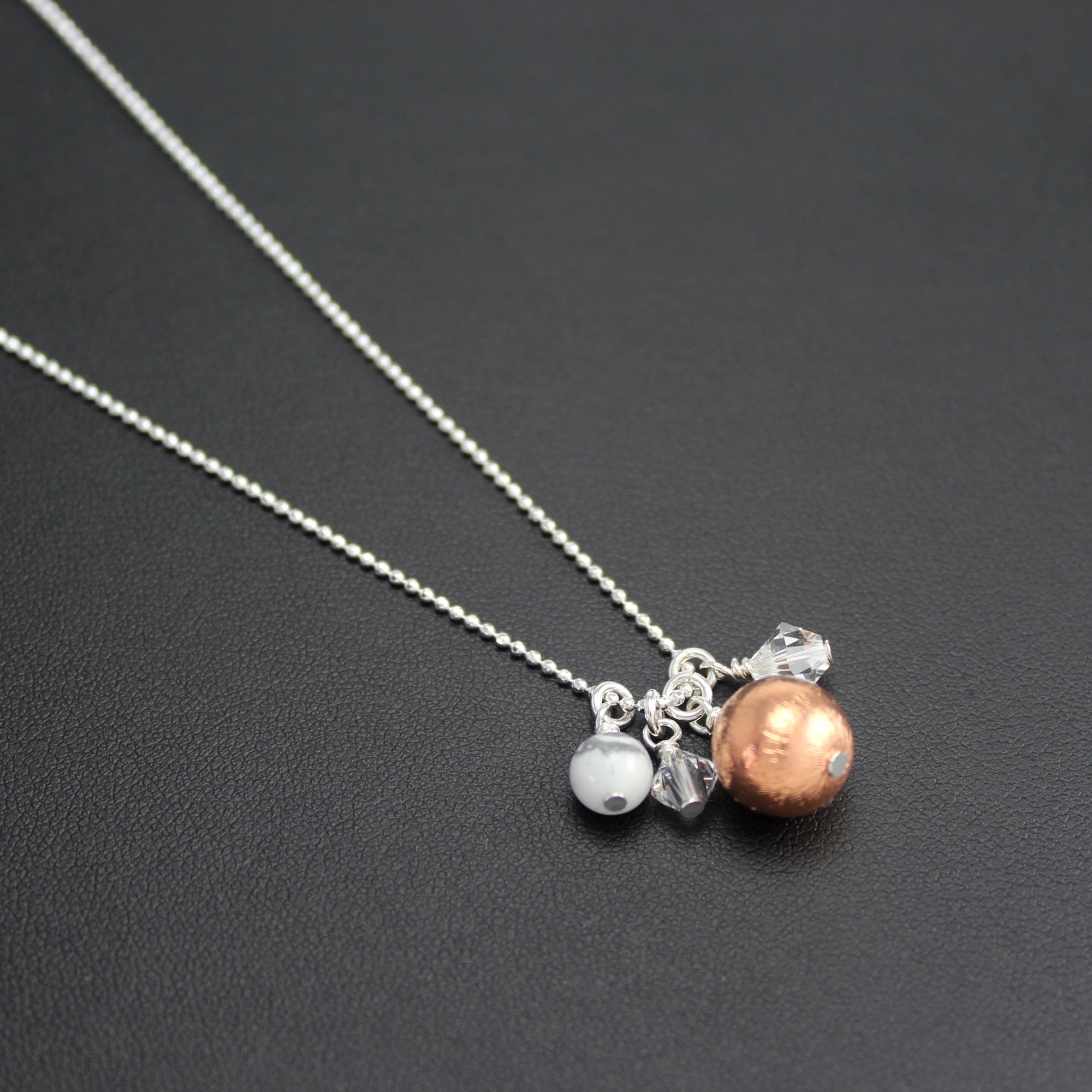 Bolero Cluster Necklace with Copper, Marble Howlite and Crystal - Ativa Jewellery