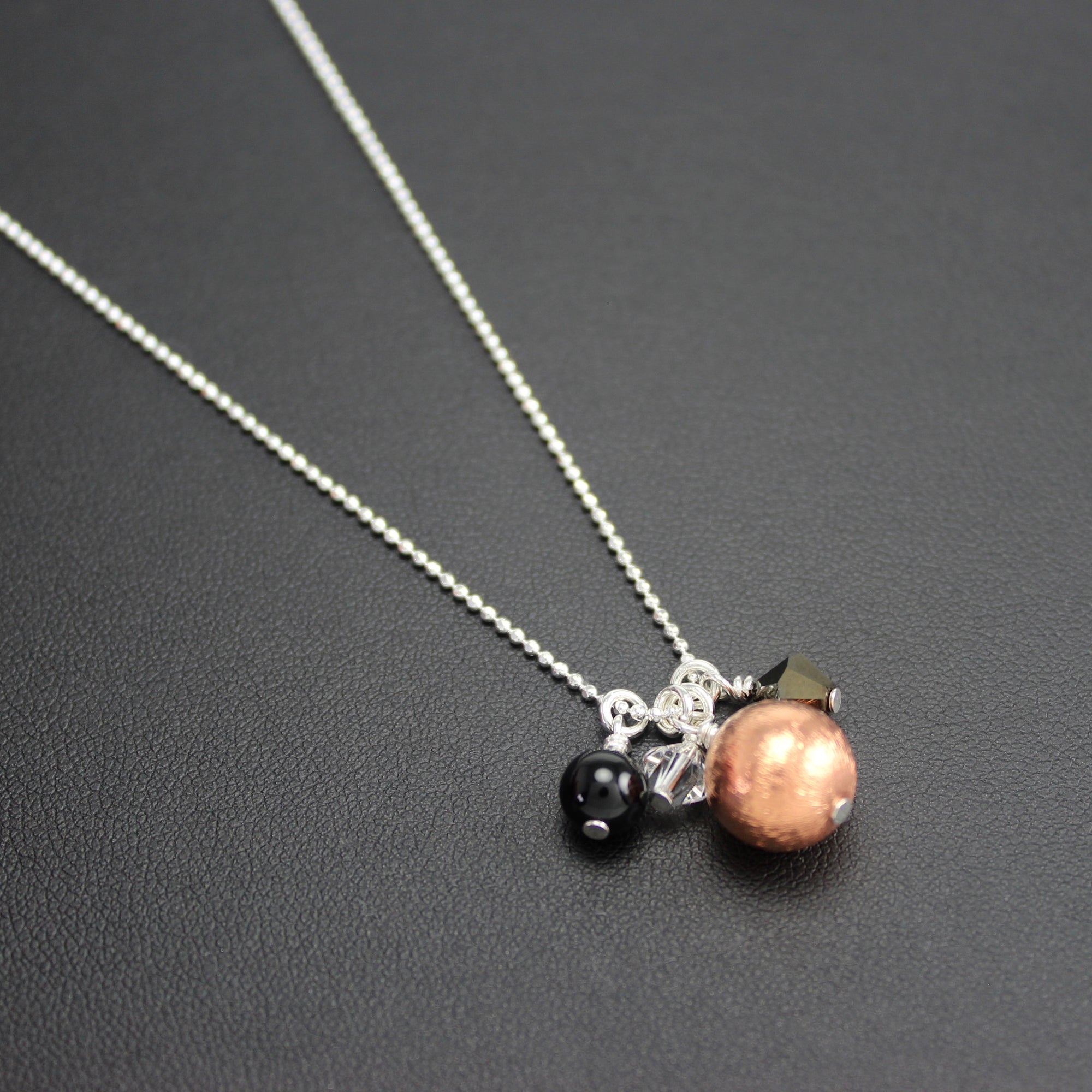 Bolero Cluster Necklace with Copper, Black Onyx and Crystal - Ativa Jewellery