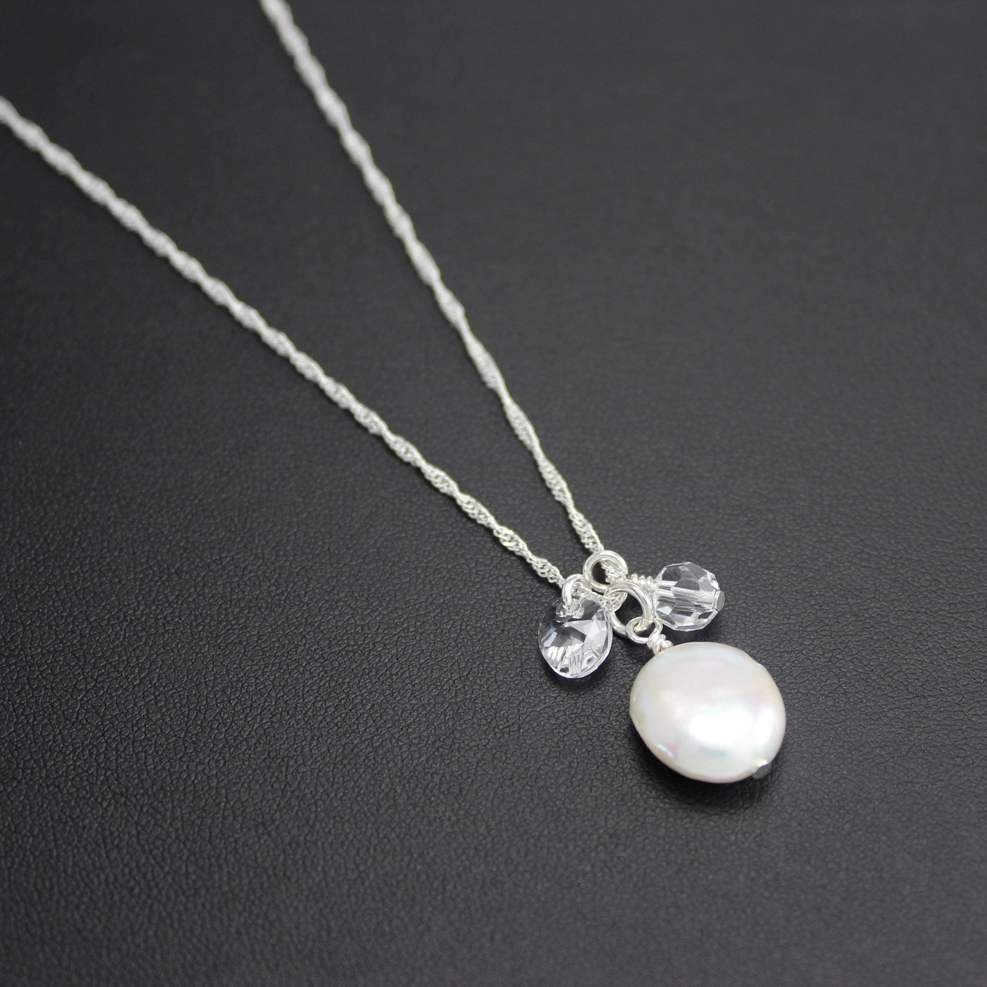 Waltz Cluster Necklace with Freshwater Pearl and Crystals - Ativa Jewellery