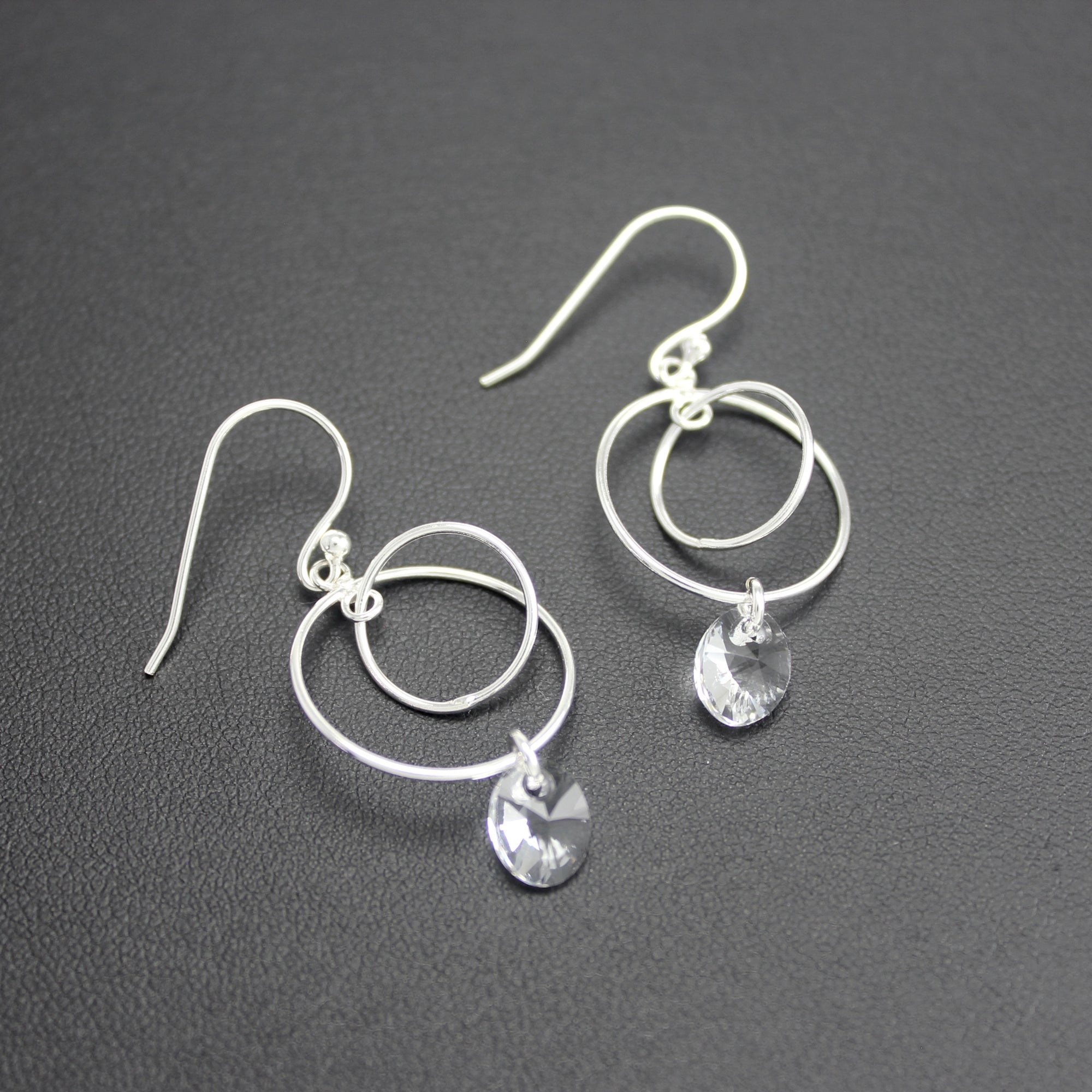 Contemporary Double Ring Charm Crystal Earrings - Ativa Jewellery