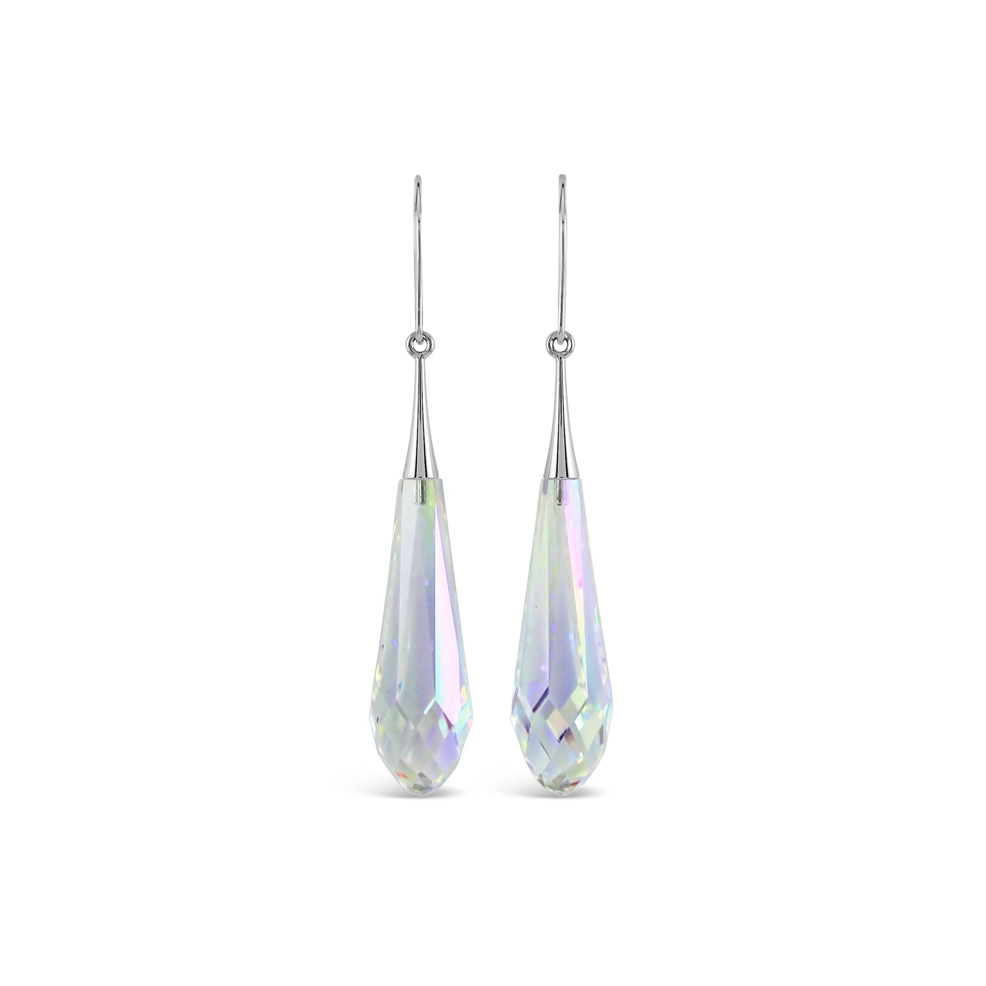 Ceroc Crystal Faceted Long Droplet Earrings (Aurora Borealis) - Ativa Jewellery