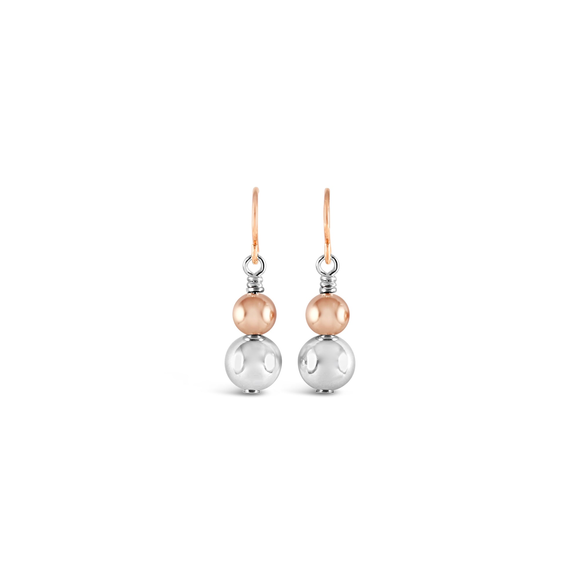 Contemporary Rose Gold & Silver Duo Drop Earrings - Ativa Jewellery