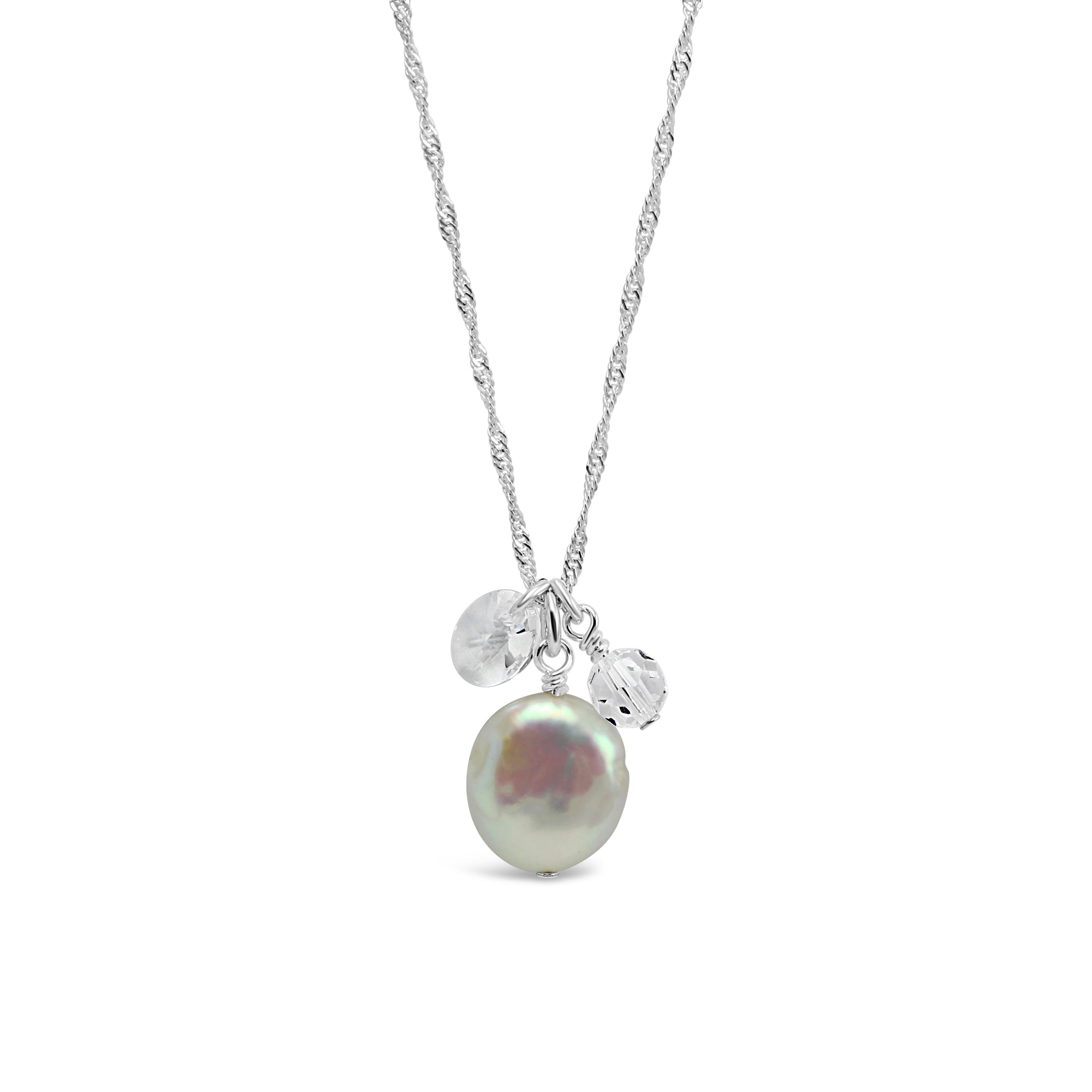 Waltz Cluster Necklace with Freshwater Pearl and Crystals - Ativa Jewellery