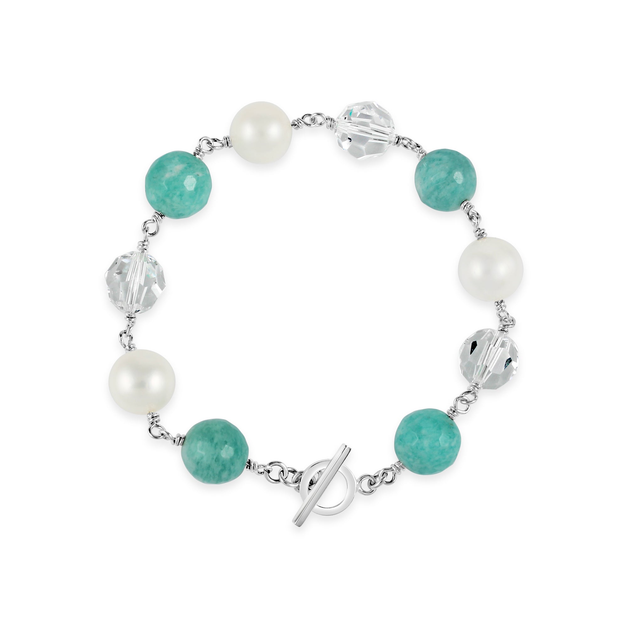 Waltz Precious Gems Bracelet (Amazonite, Pearl & Crystal) - Ativa Jewellery