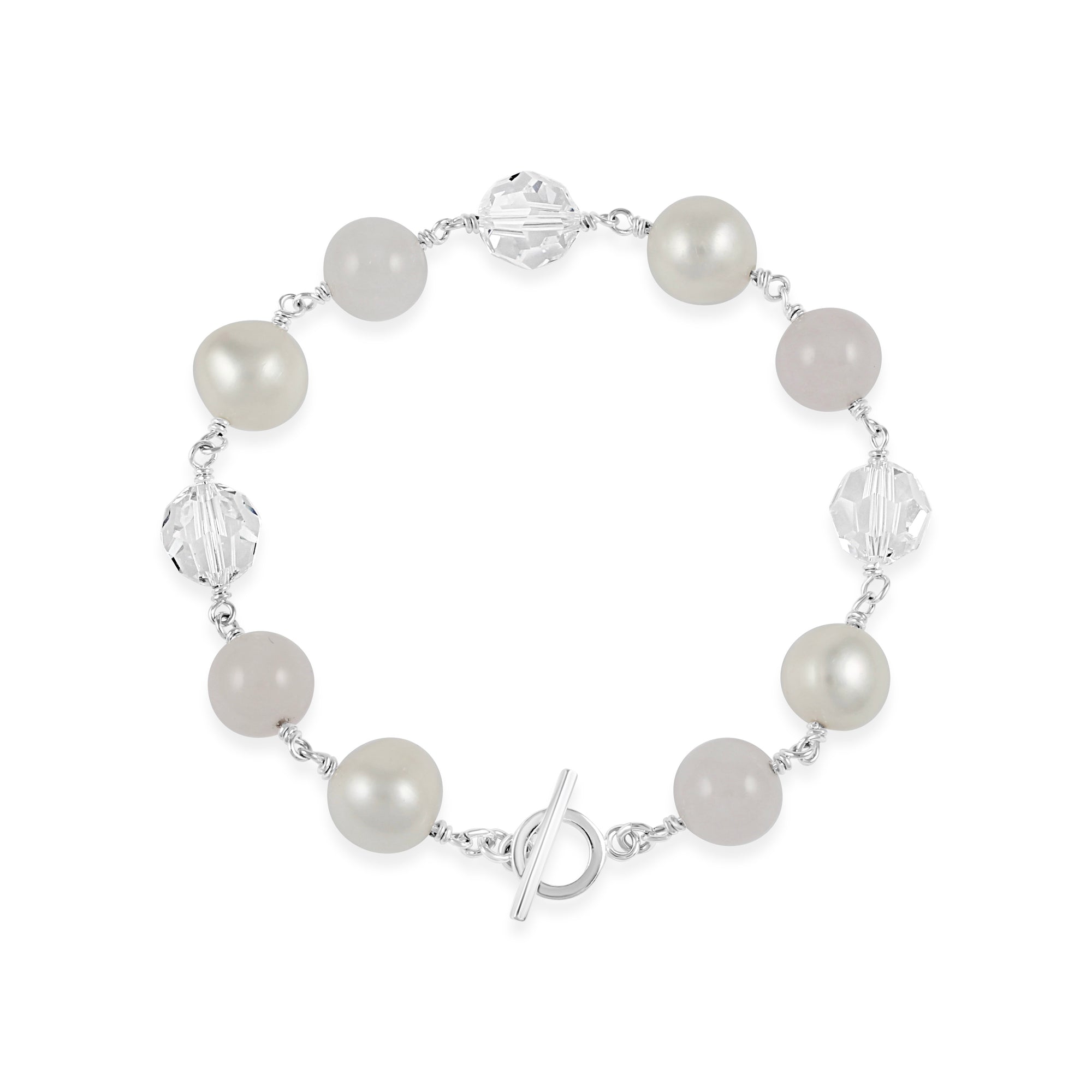 Waltz Precious Gems Bracelet (Rose Quartz, Pearl & Crystal) - Ativa Jewellery