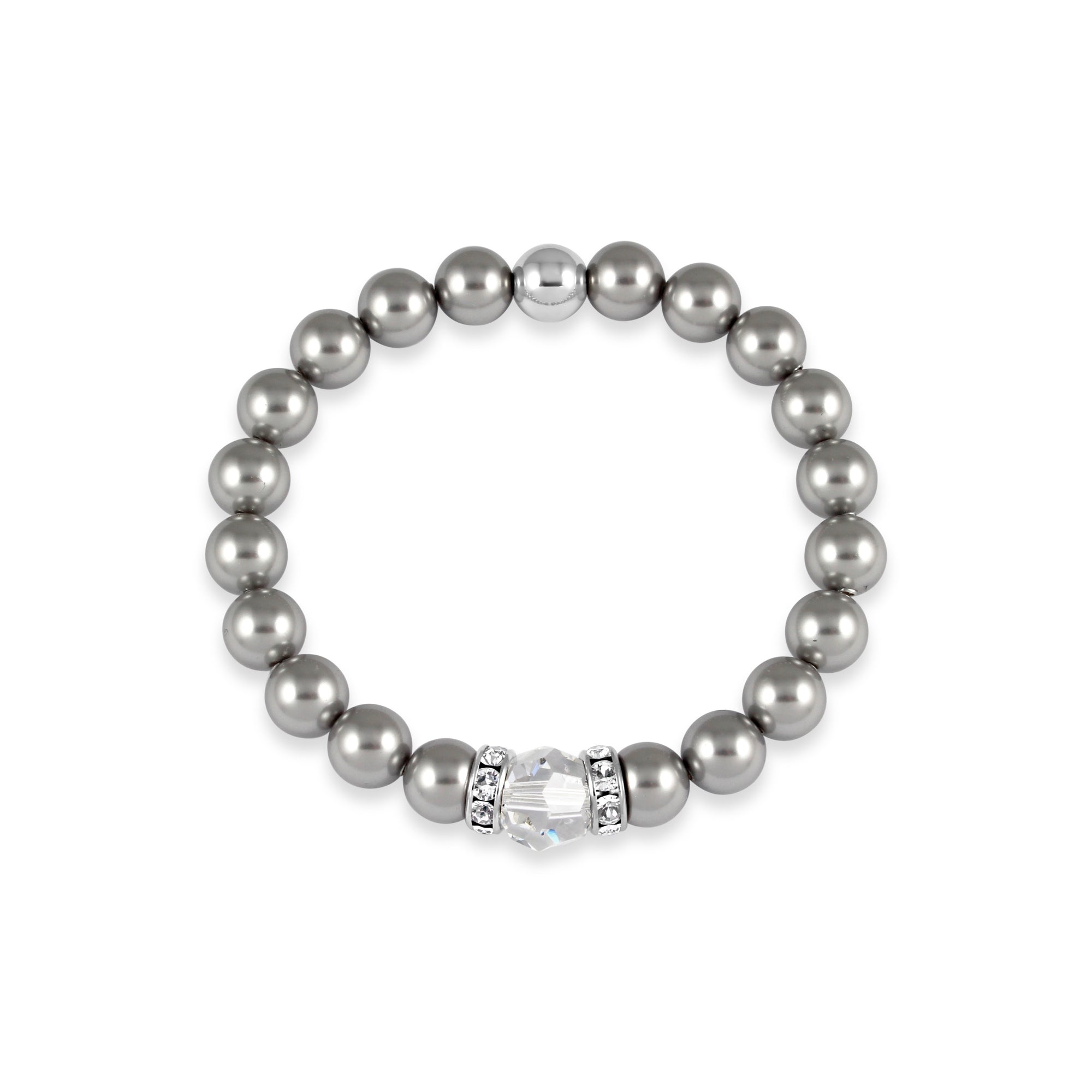Classical Luxe Crystal Pearl Stretch Bracelet (Silver) - Ativa Jewellery