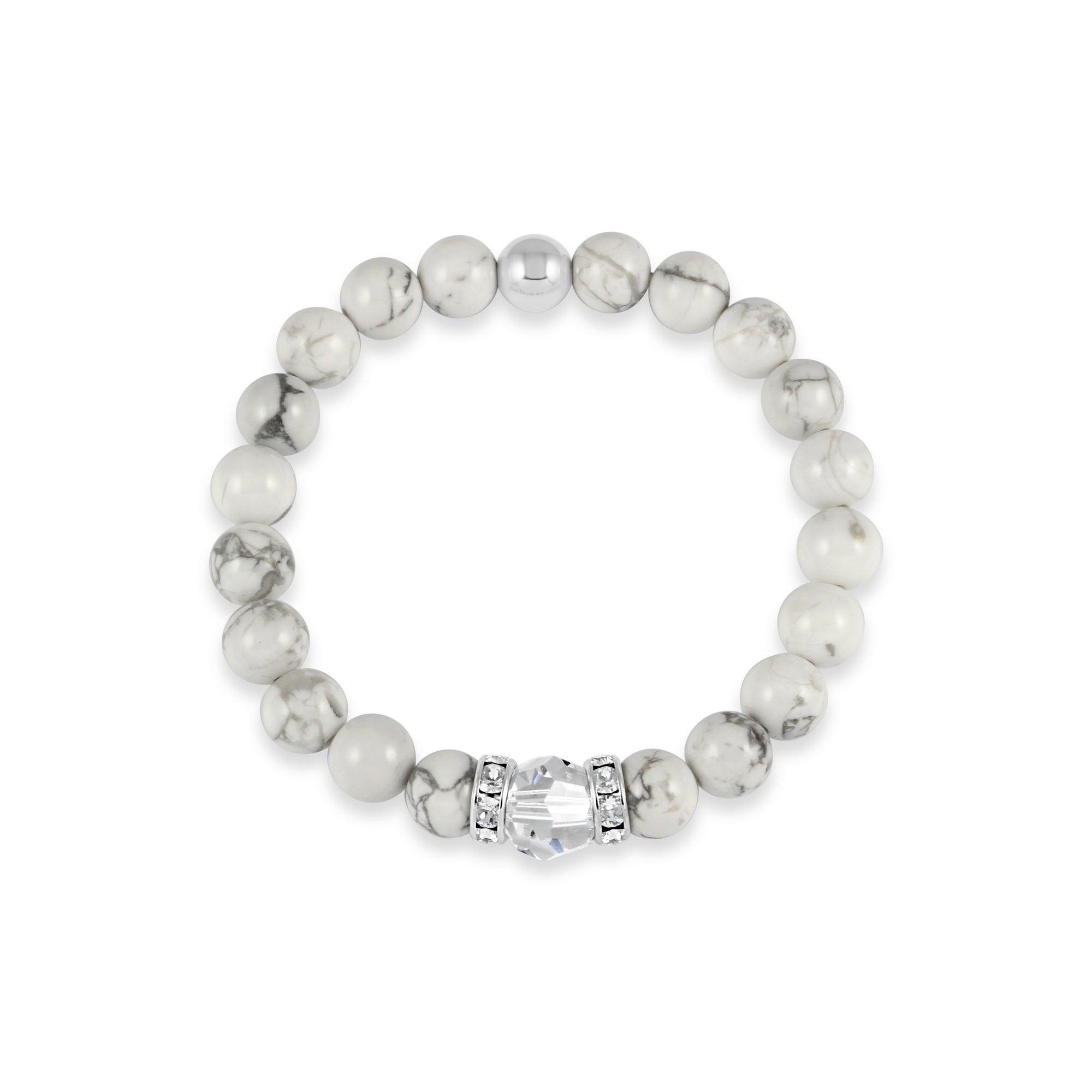Classical Luxe Gemstone Stretch Bracelet (Marble Howlite) - Ativa Jewellery