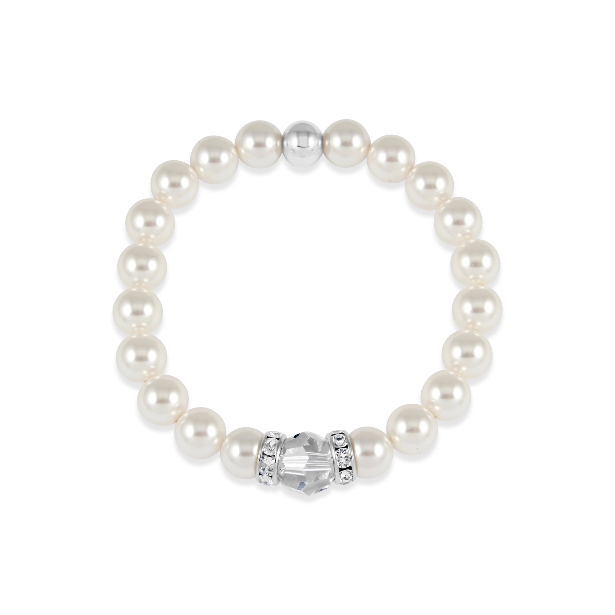 Classical Luxe Crystal Pearl Stretch Bracelet (White) - Ativa Jewellery