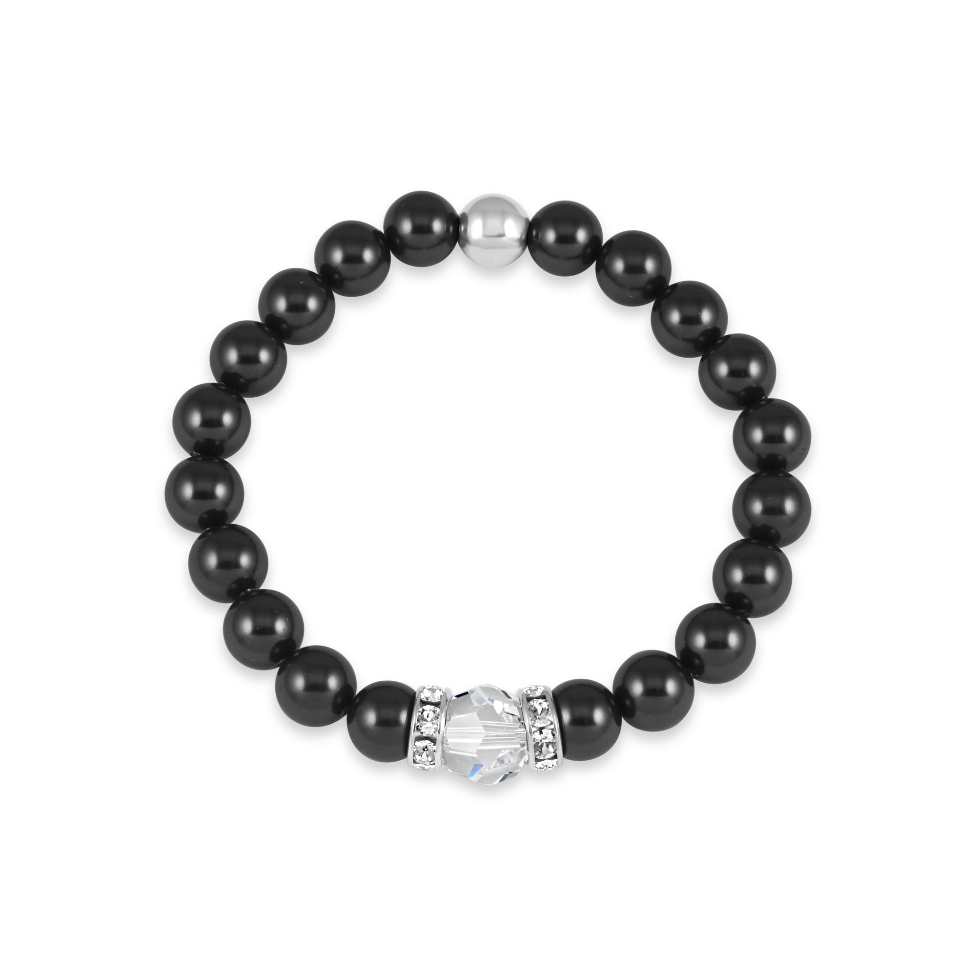 Classical Luxe Crystal Pearl Stretch Bracelet (Charcoal) - Ativa Jewellery