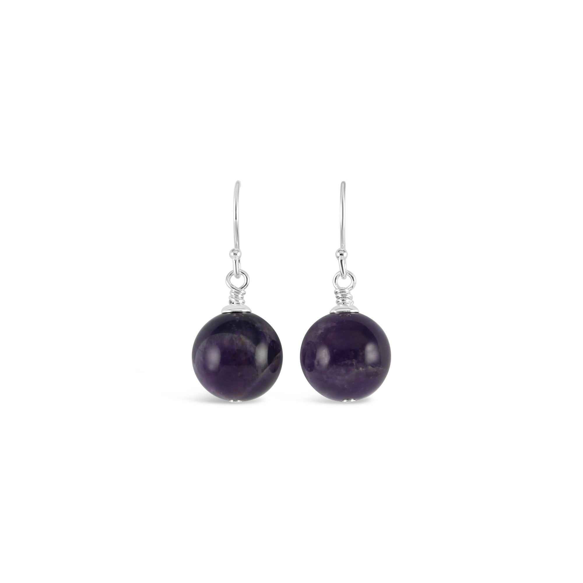 Vogue Sterling Silver Bud Drop Gemstone Earrings (Amethyst) - Ativa Jewellery