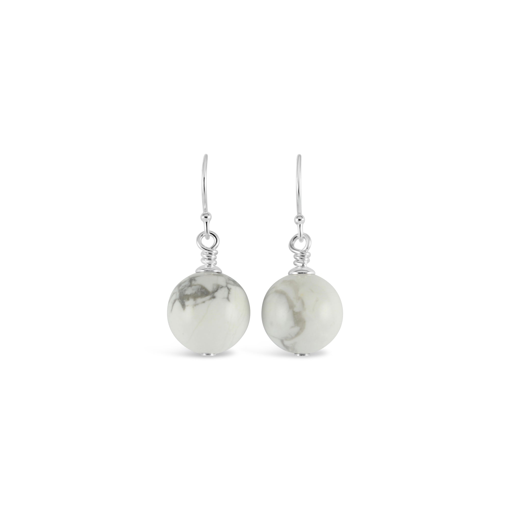Vogue Sterling Silver Bud Drop Gemstone Earrings (Marble Howlite) - Ativa Jewellery