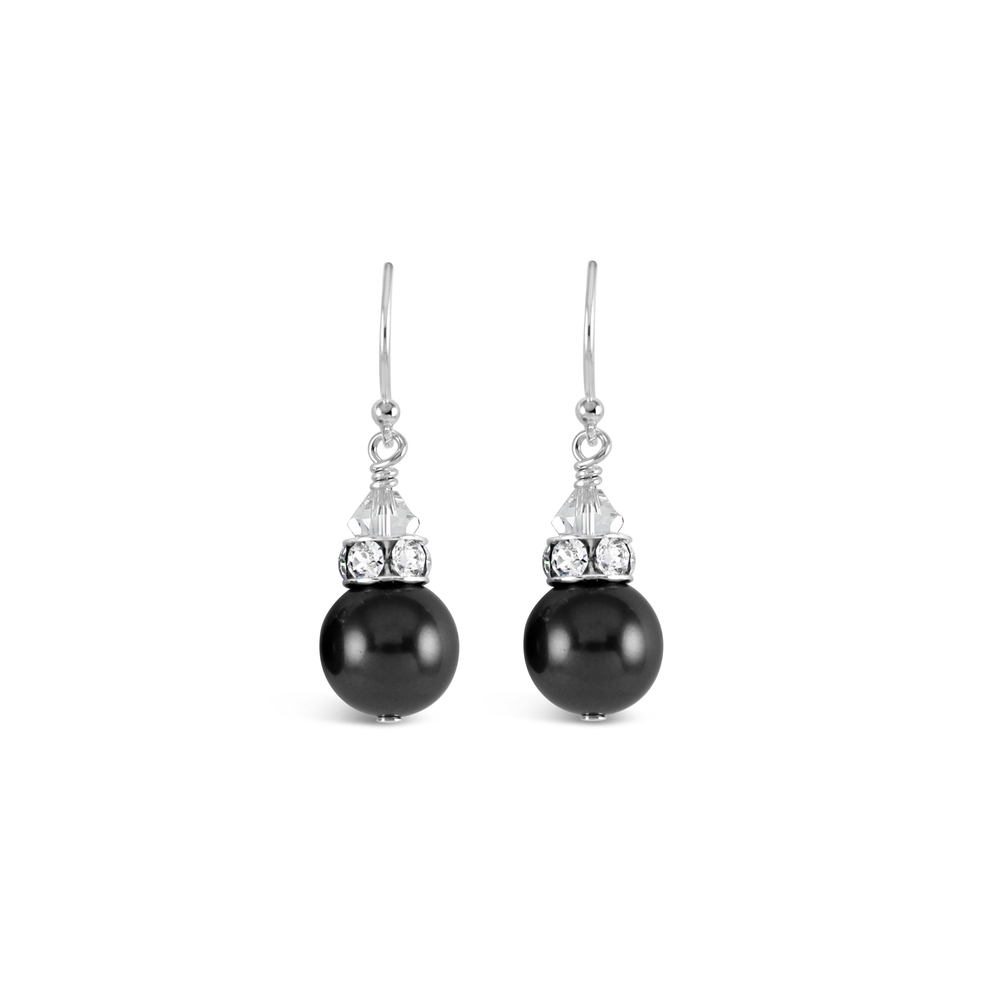 Classical Luxe Crystal Pearl Earrings (Charcoal) - Ativa Jewellery