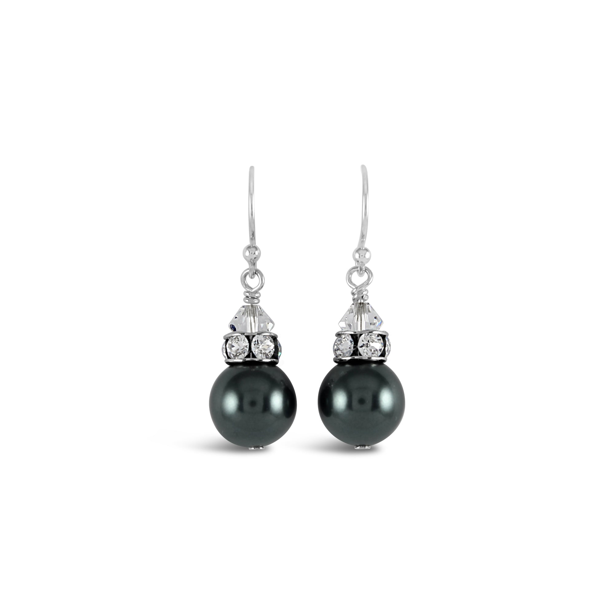 Classical Luxe Crystal Pearl Earrings (Tahitian) - Ativa Jewellery