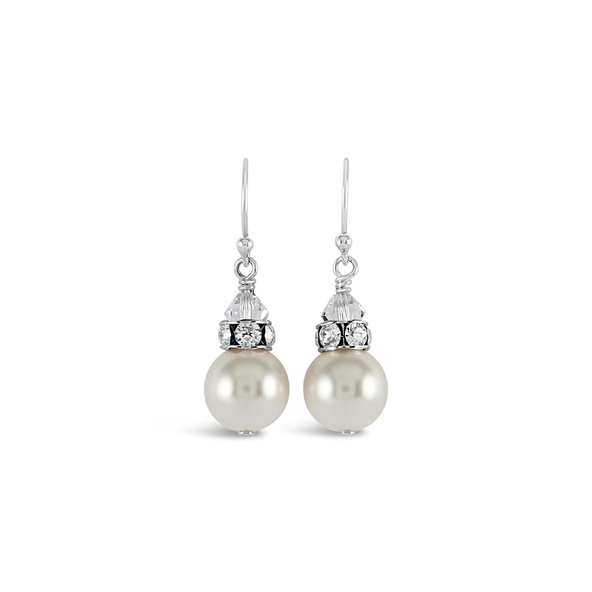 Classical Luxe Crystal Pearl Earrings (White) - Ativa Jewellery