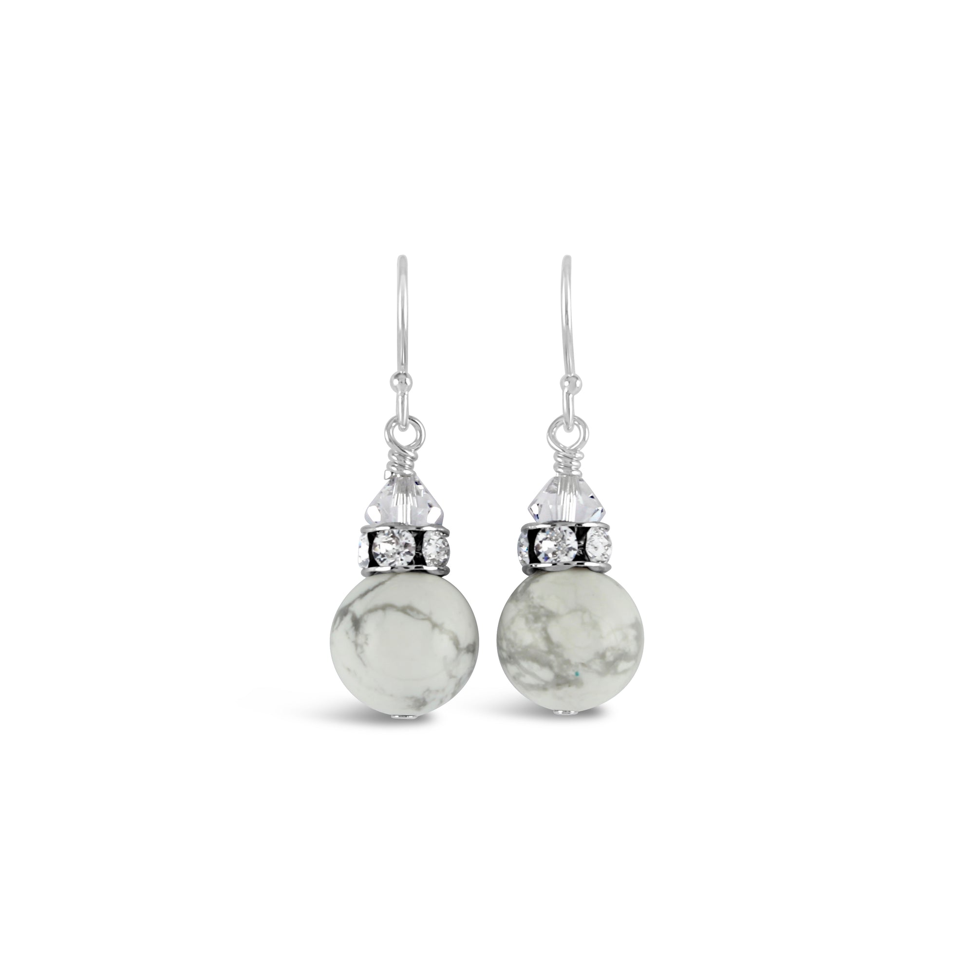 Classical Gemstone Luxe Earrings (Marble Howlite) - Ativa Jewellery