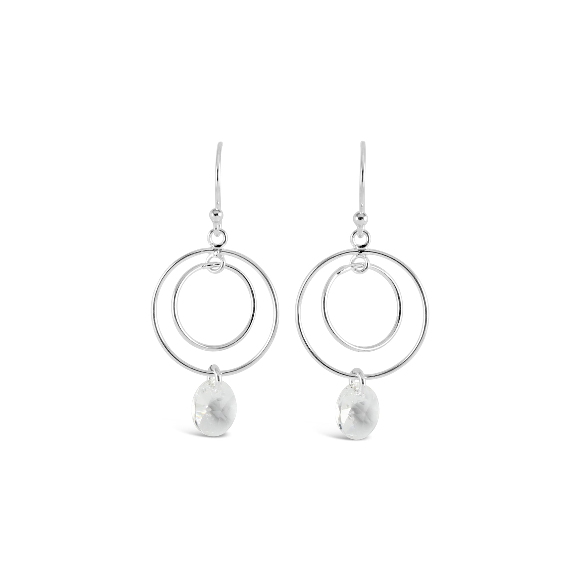Contemporary Double Ring Charm Crystal Earrings - Ativa Jewellery