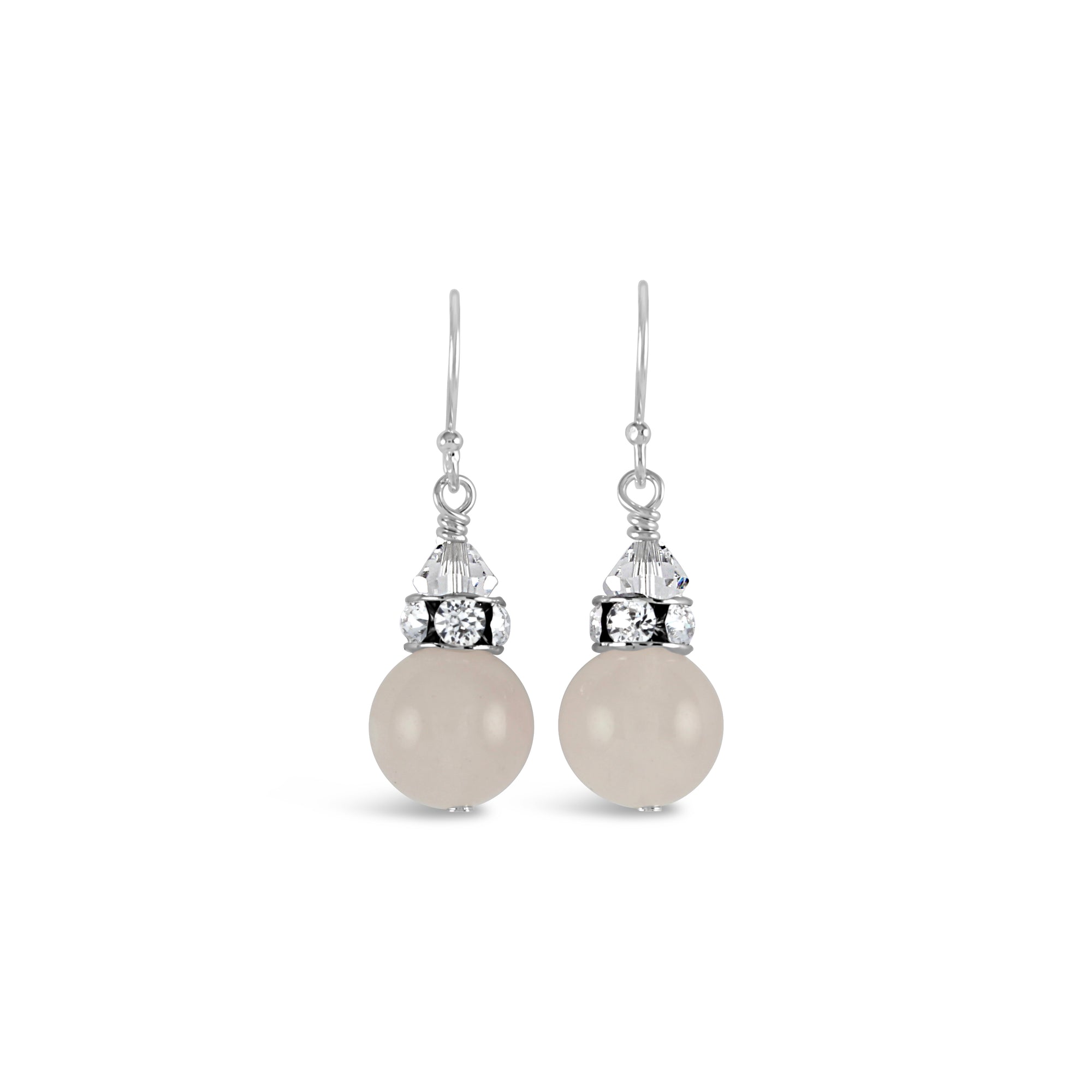 Classical Gemstone Luxe Earrings (Rose Quartz) - Ativa Jewellery