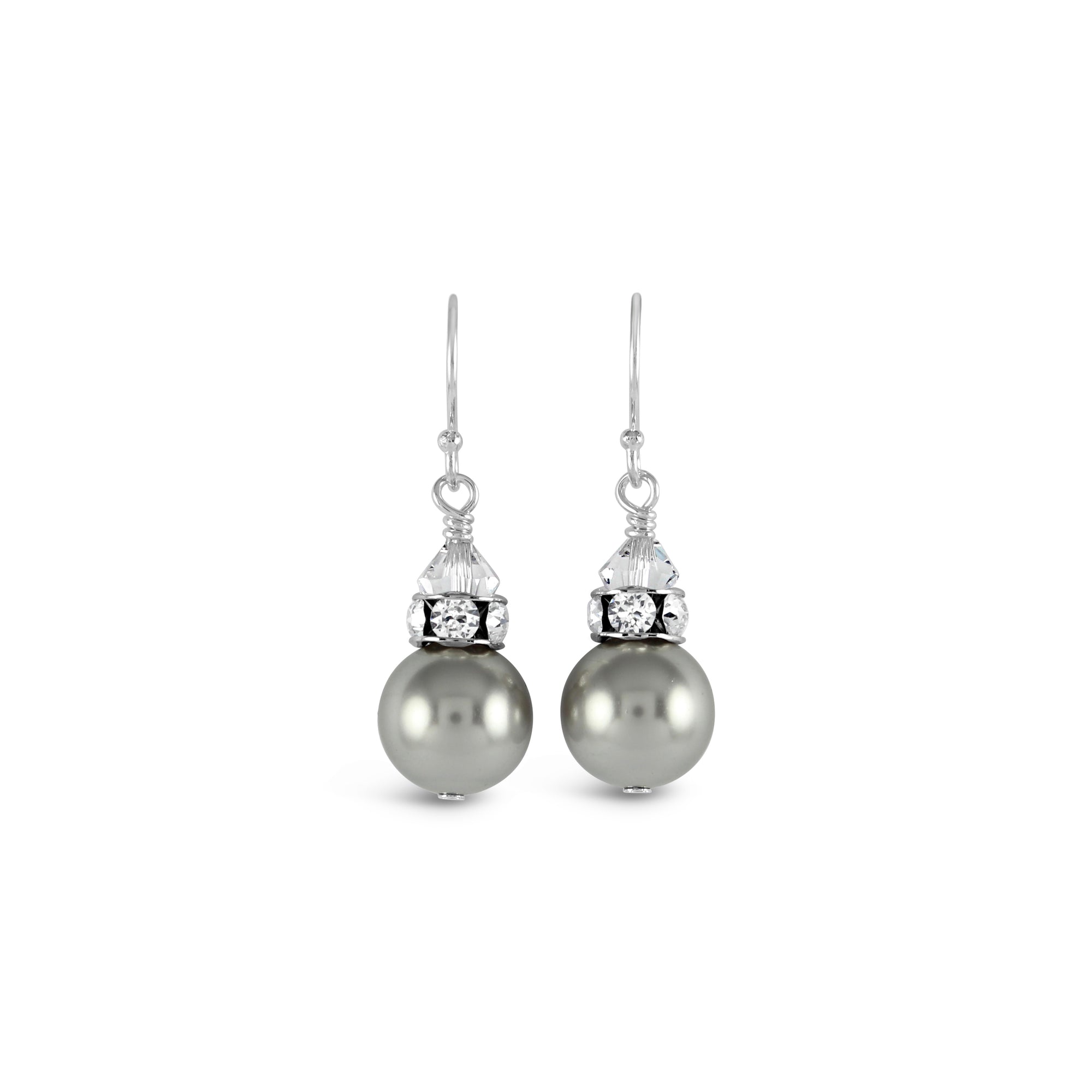 Classical Luxe Crystal Pearl Earrings (Silver) - Ativa Jewellery