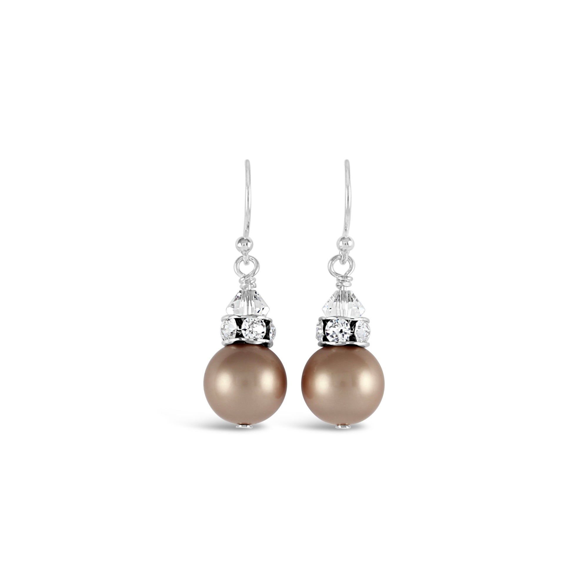 Classical Luxe Crystal Pearl Earrings (Powdered Almond) - Ativa Jewellery