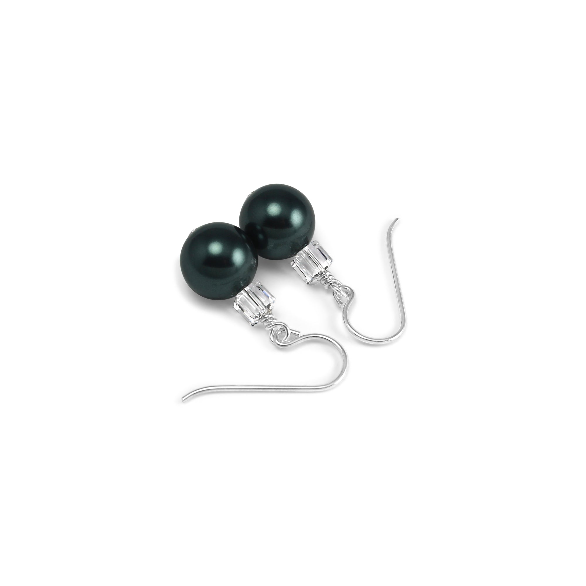 Tango Crystal Cube/Pearl Earrings (Tahitian) - Ativa Jewellery