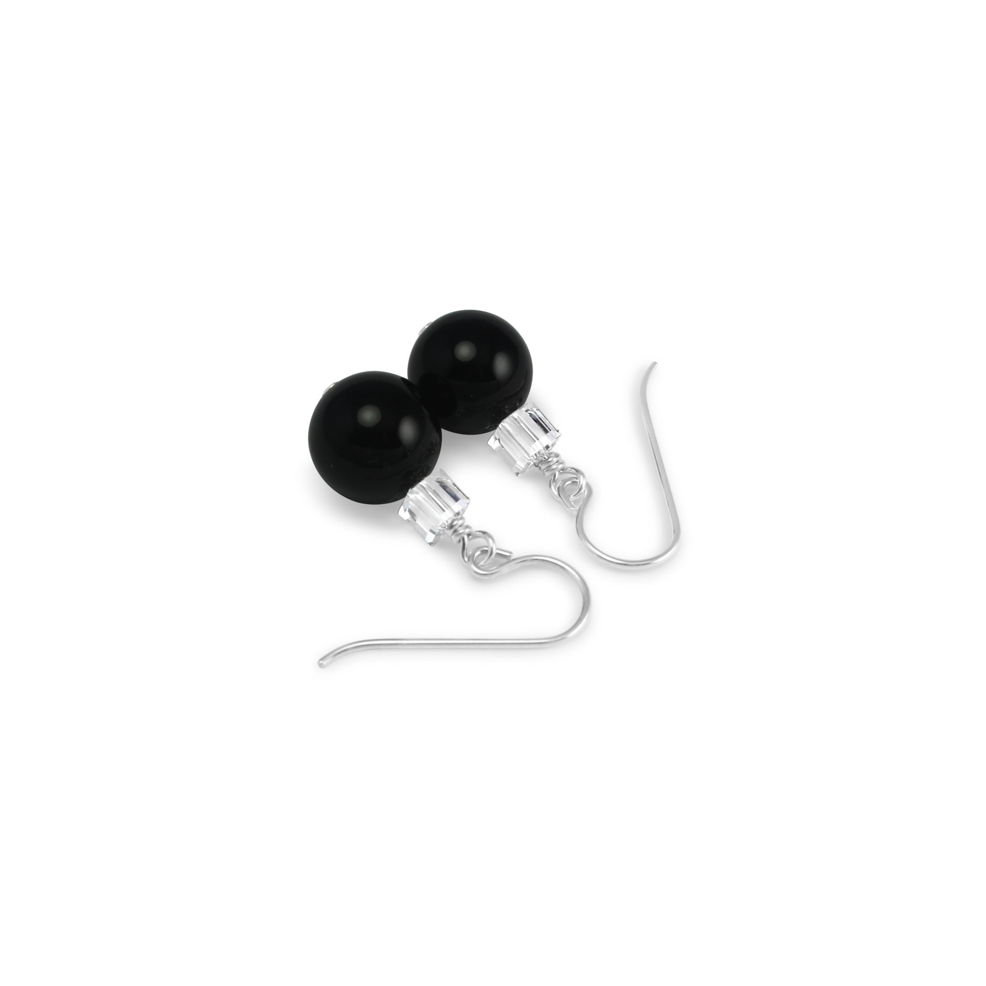 Tango Crystal Cube/Gemstone Earrings (Black Onyx) - Ativa Jewellery