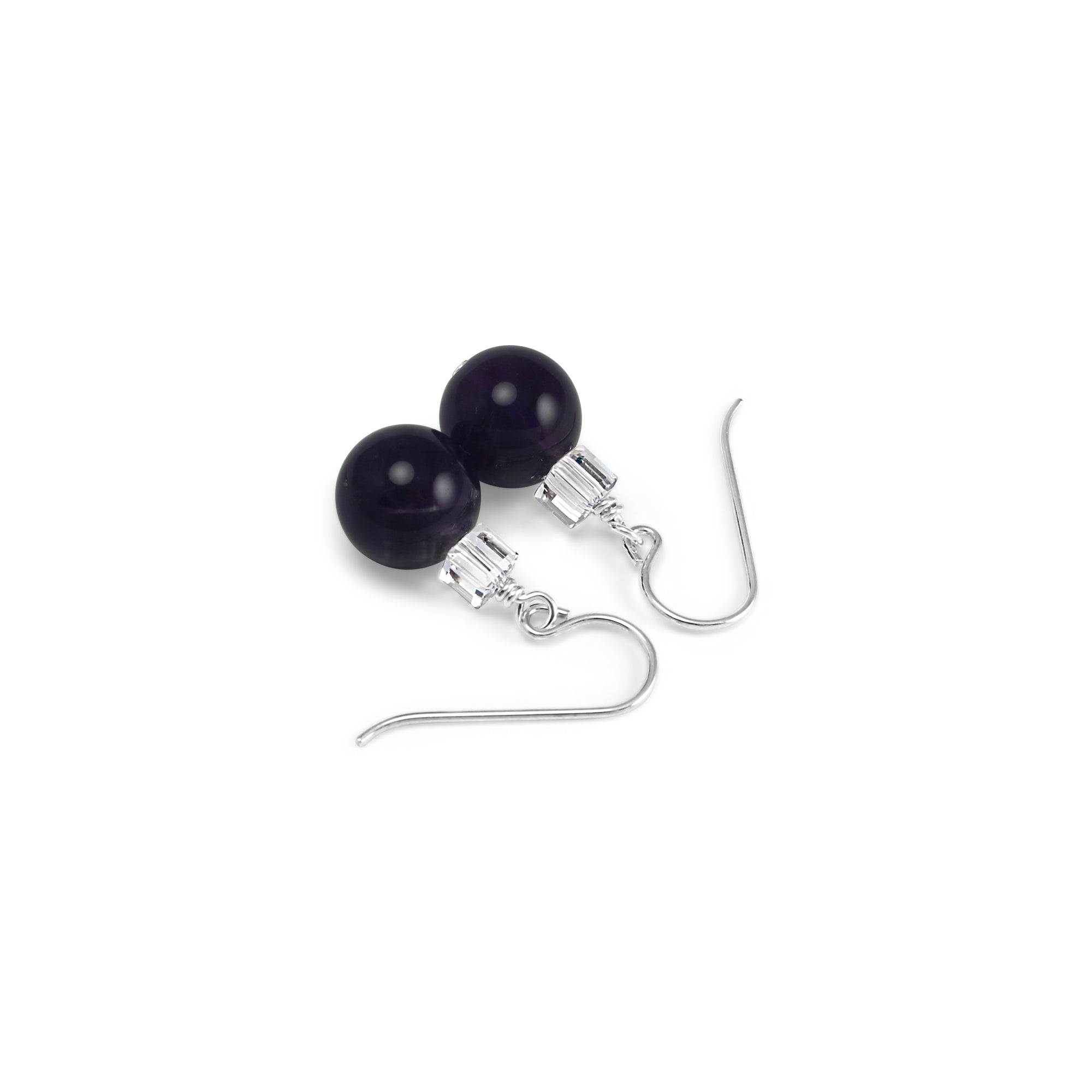Tango Crystal Cube/Gemstone Earrings (Amethyst) - Ativa Jewellery