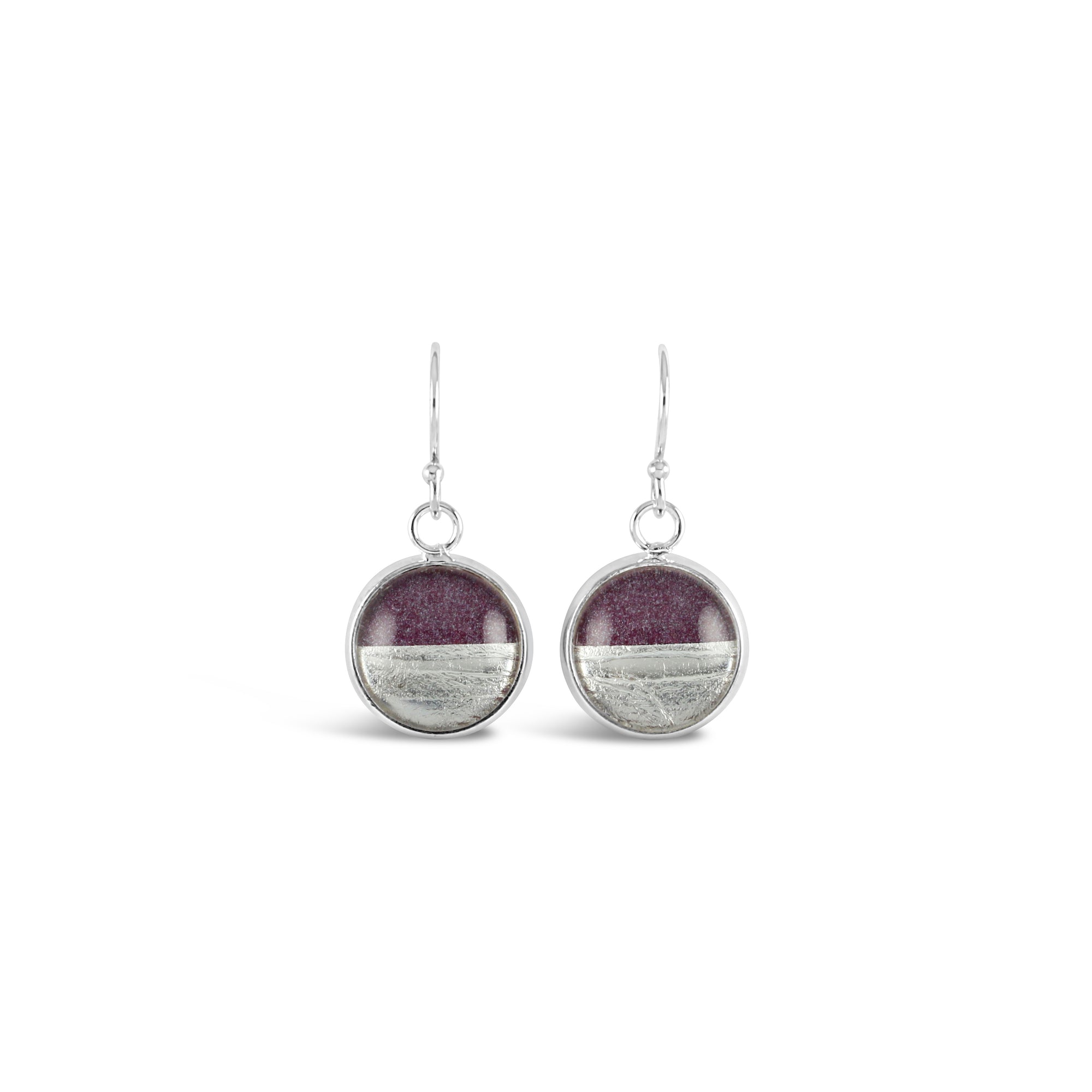 Samba Silver Linings Drop Earrings (Silver & Burgundy) - New Design - Ativa Jewellery