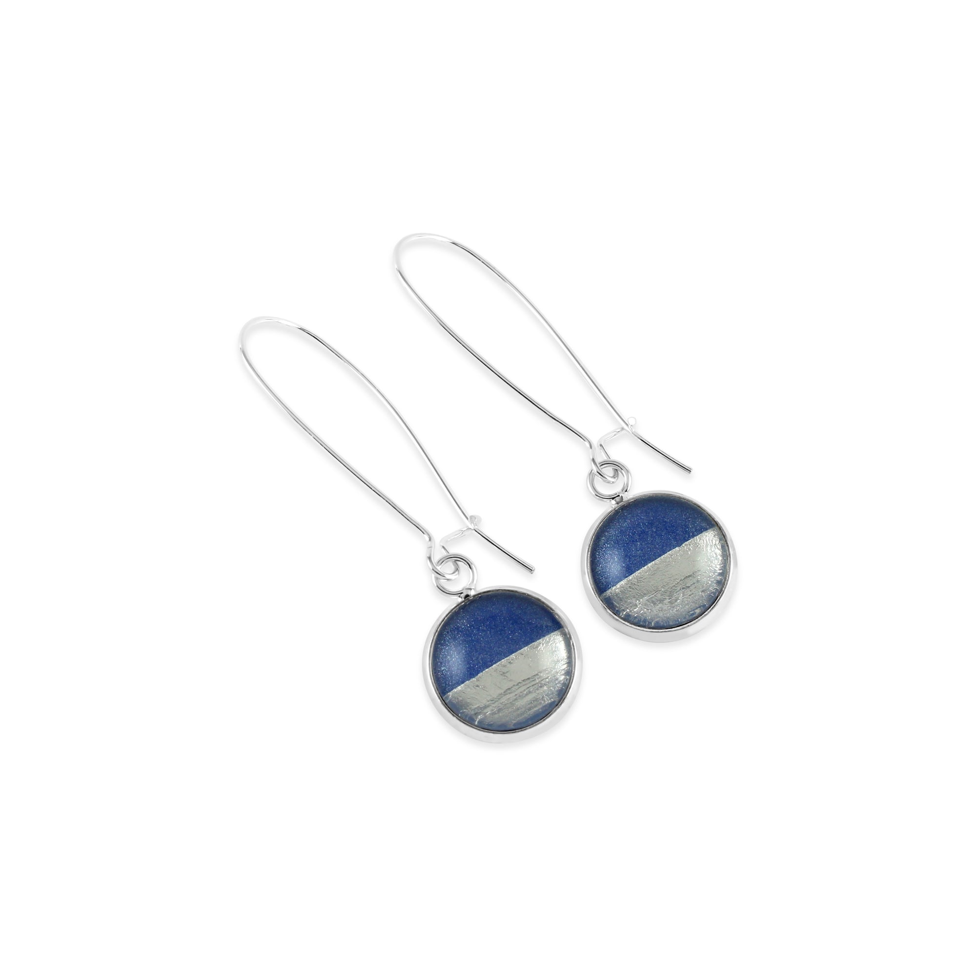 Samba Silver Linings Elongated Drop Earrings (Silver & Royal Blue) - New Design - Ativa Jewellery
