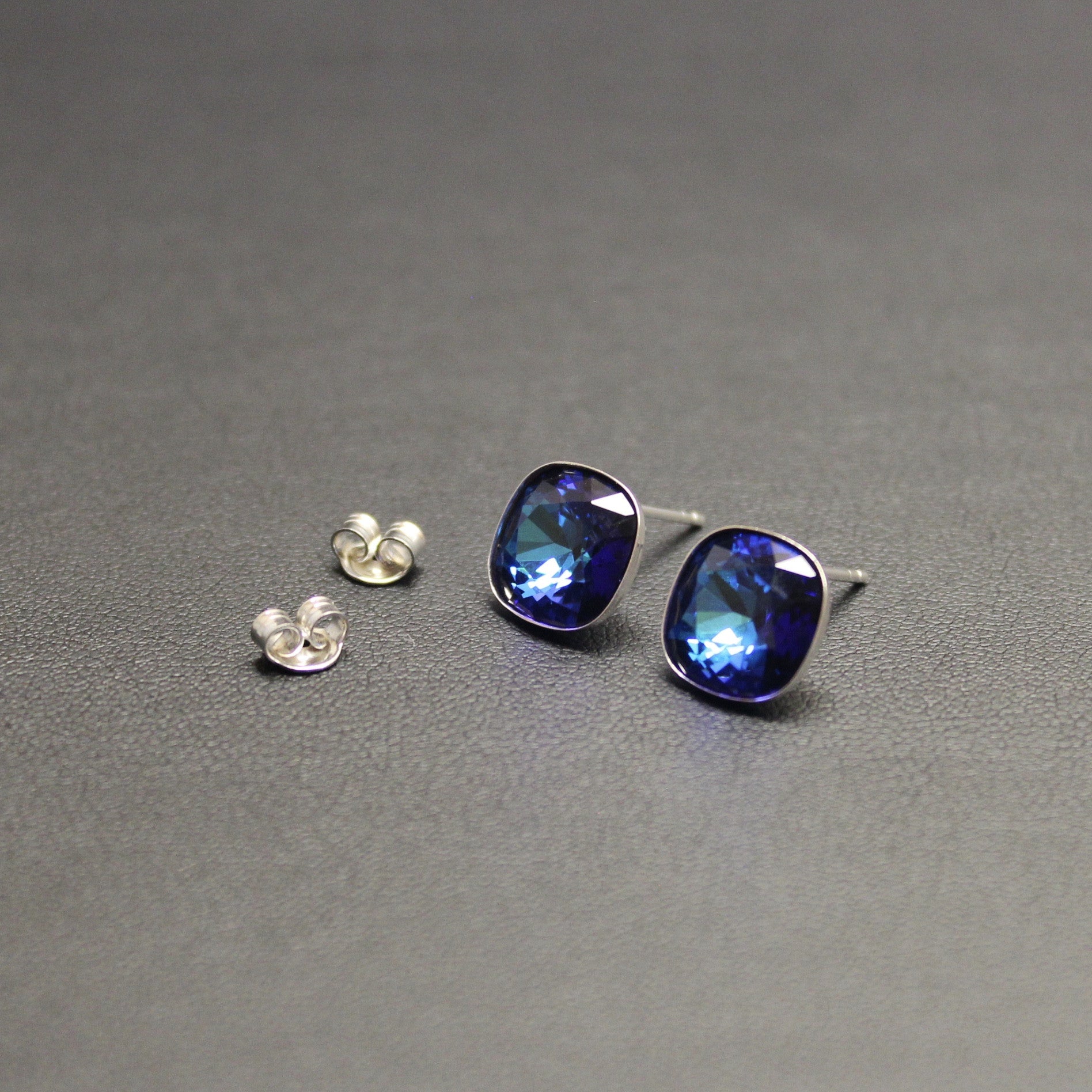 Ceroc - Sterling Silver 10mm Stud Earrings (Bermuda Blue) - Ativa Jewellery