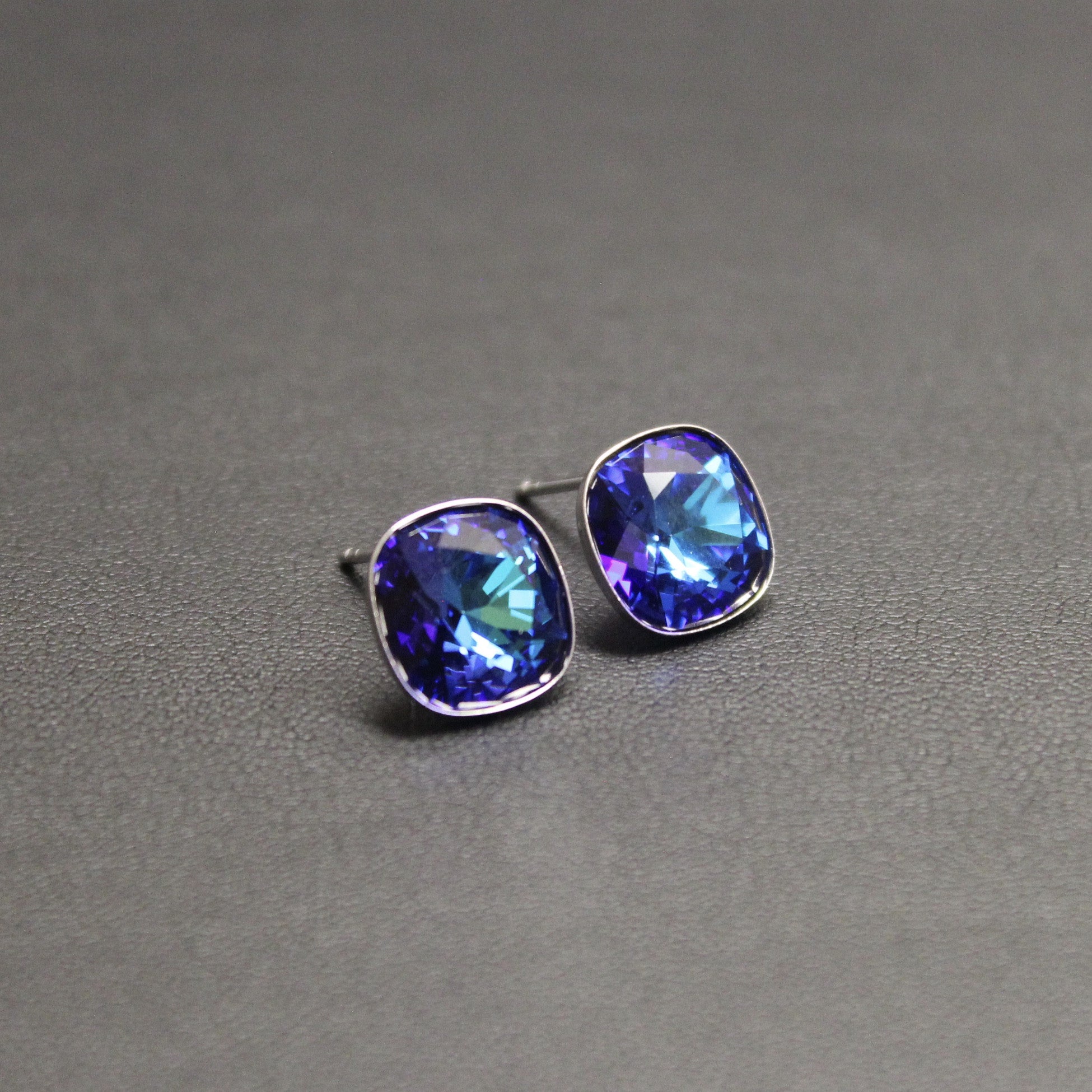 Ceroc - Sterling Silver 10mm Stud Earrings (Bermuda Blue) - Ativa Jewellery