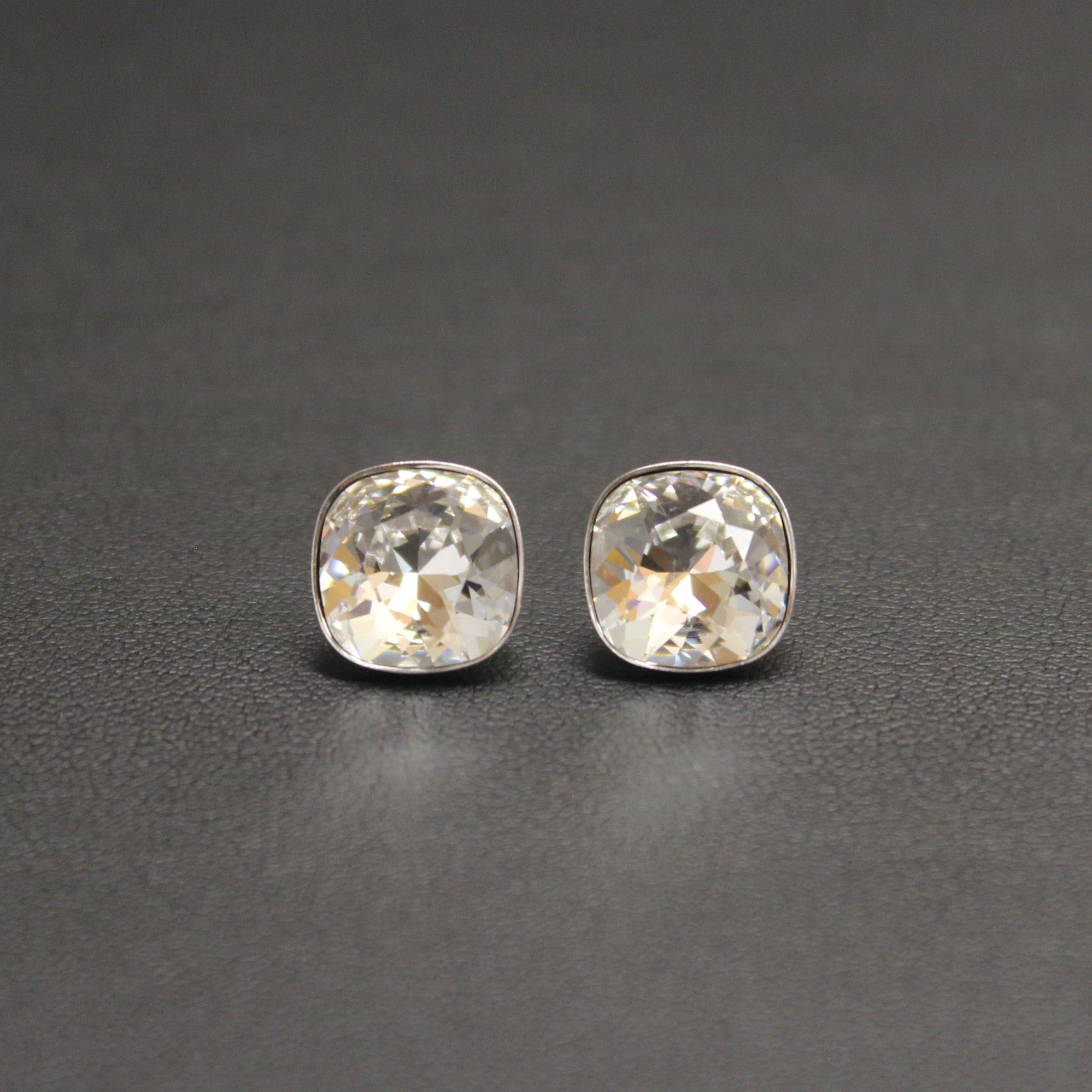 Ceroc - Sterling Silver 10mm Stud Earrings (Crystal Clear) - Ativa Jewellery